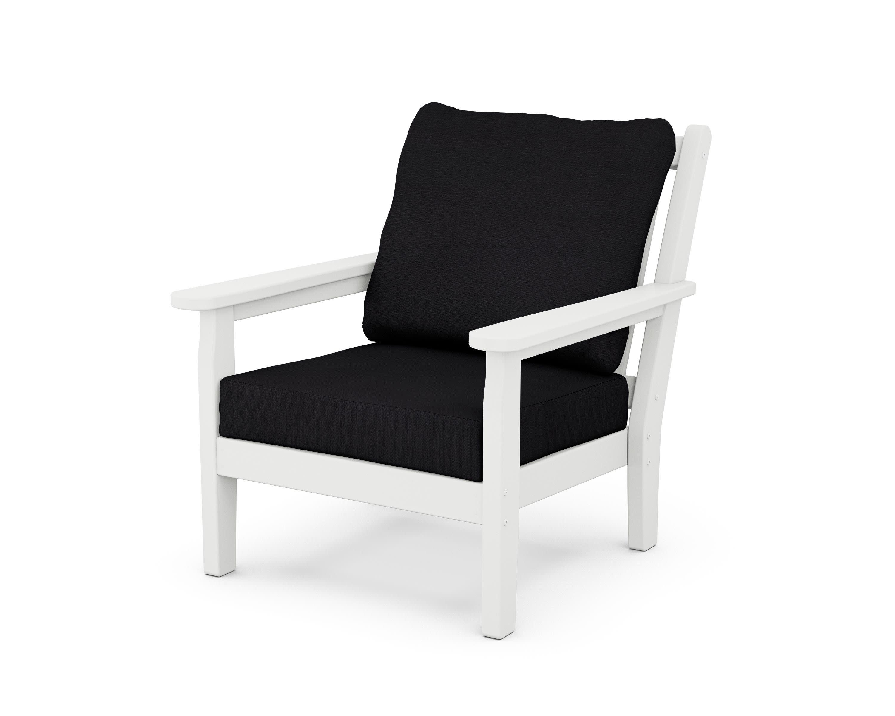 Chippendale Deep Seating Chair in White / Midnight Linen