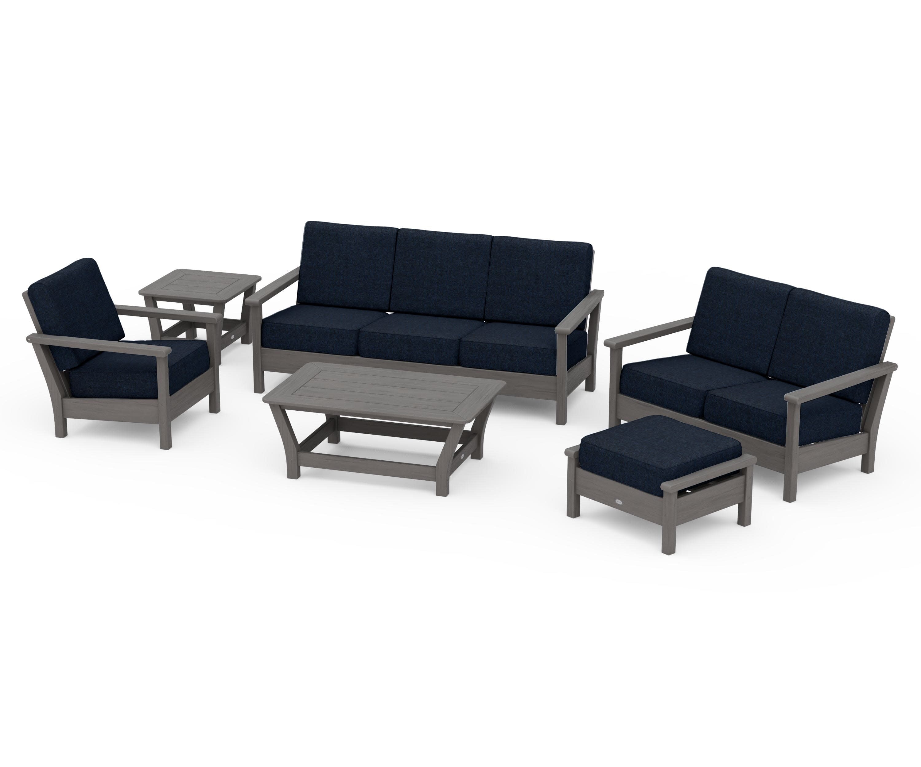 Harbour 6-Piece Outdoor Living Set in Driftwood / Marine Indigo