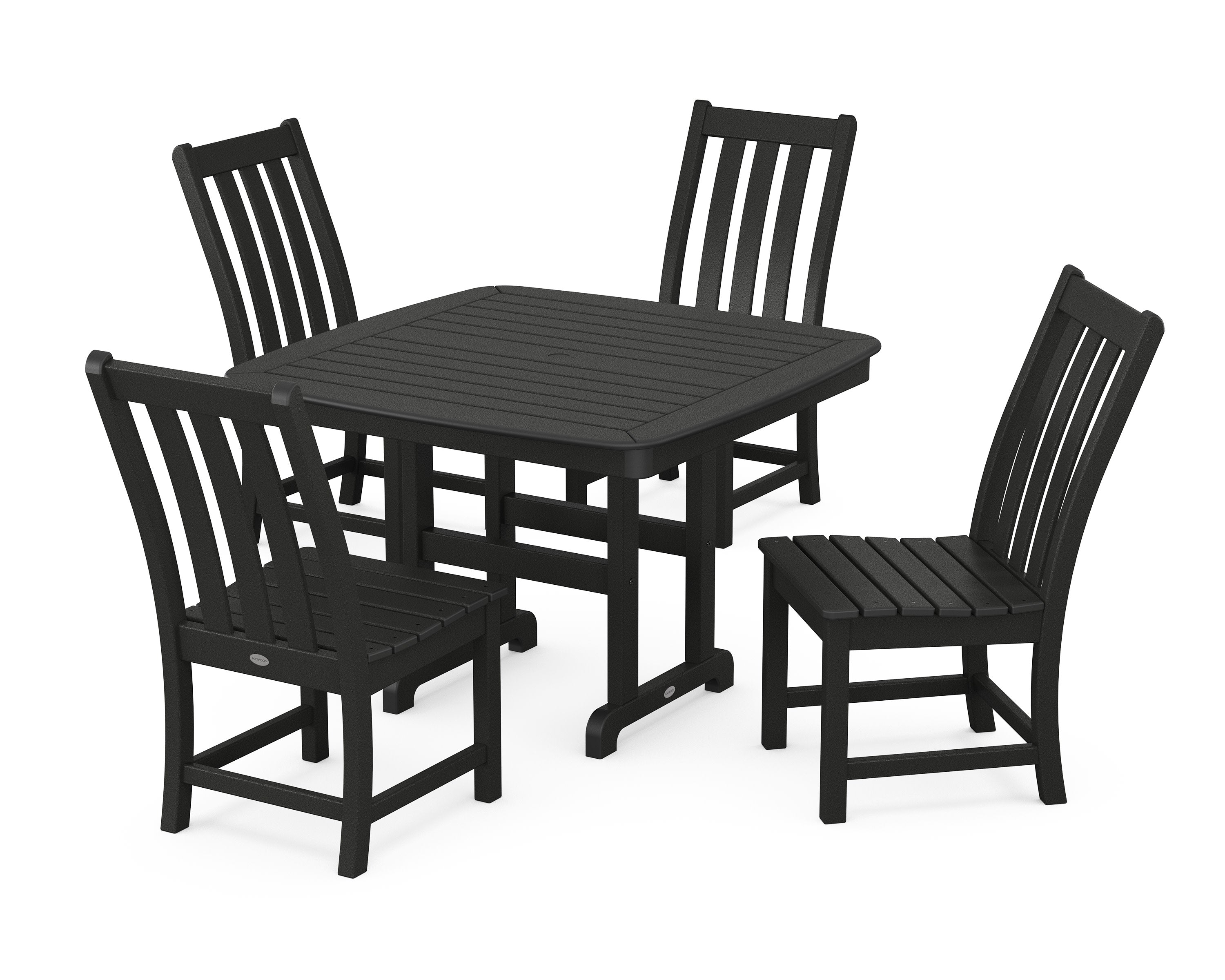 Vineyard Side Chair 5-Piece Dining Set with Trestle Legs in Black
