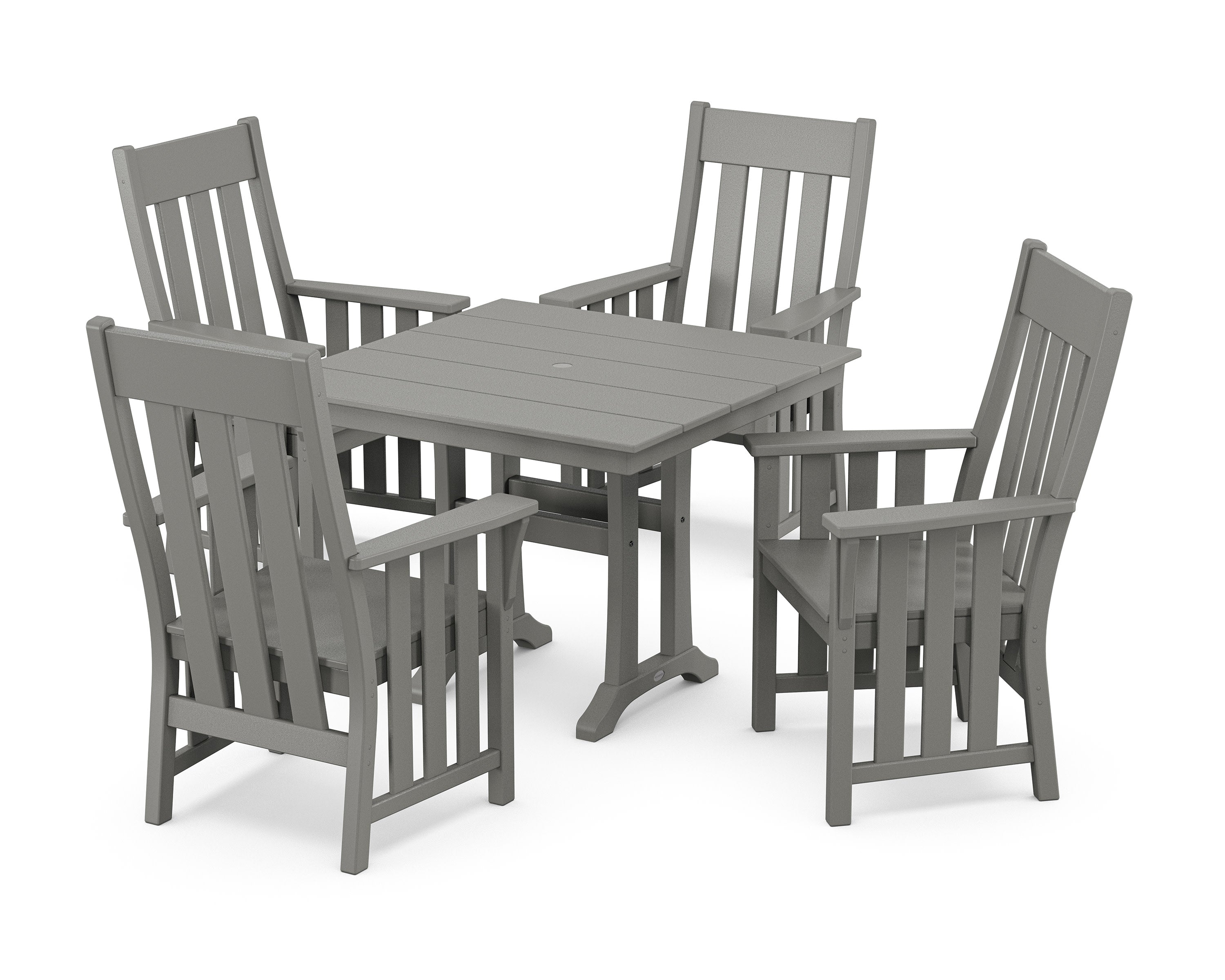 Acadia 5-Piece Farmhouse Dining Set with Trestle Legs in Slate Grey