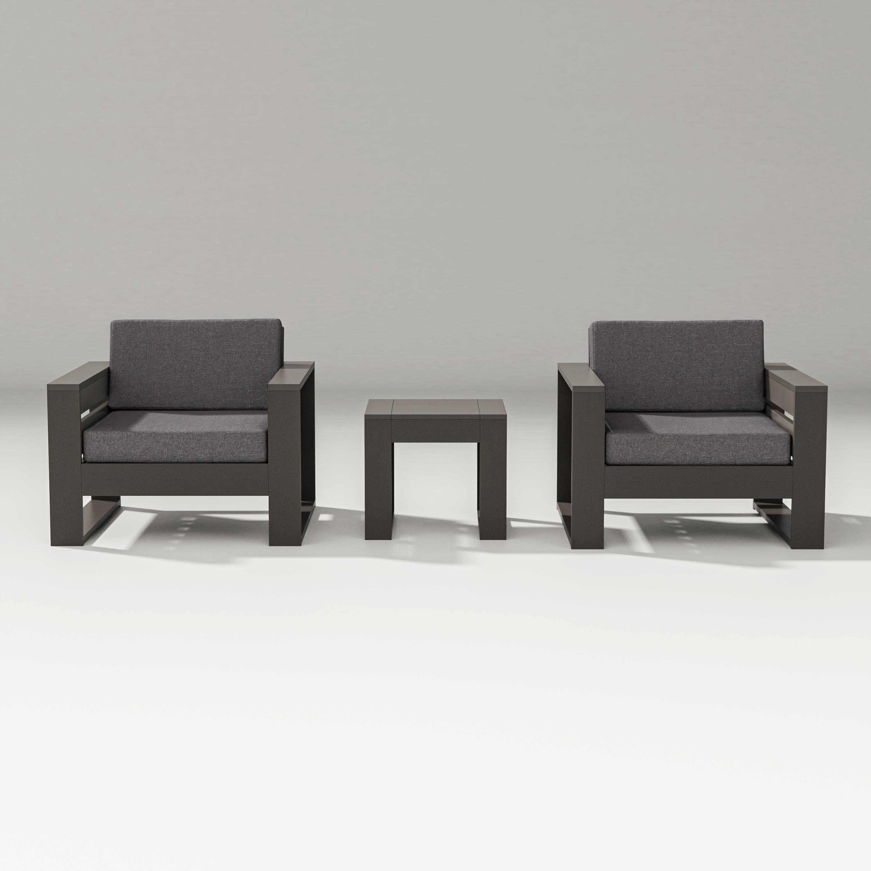 Latitude 3-Piece Lounge Chair Set in Vintage Coffee / Ash Charcoal