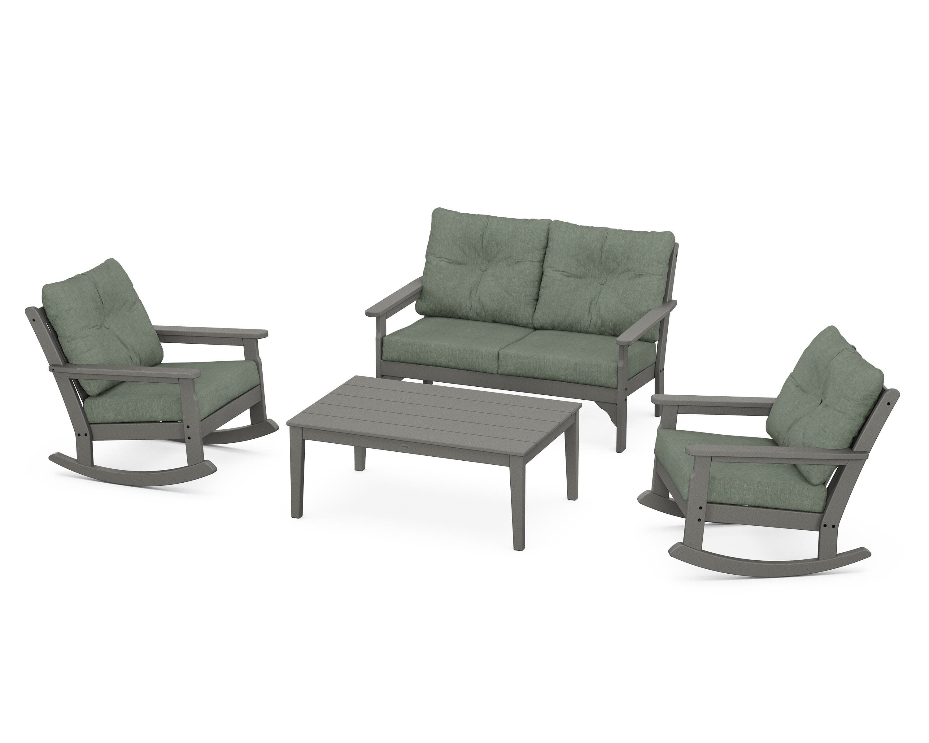 Vineyard 4-Piece Deep Seating Rocking Chair Set in Slate Grey / Cast Sage