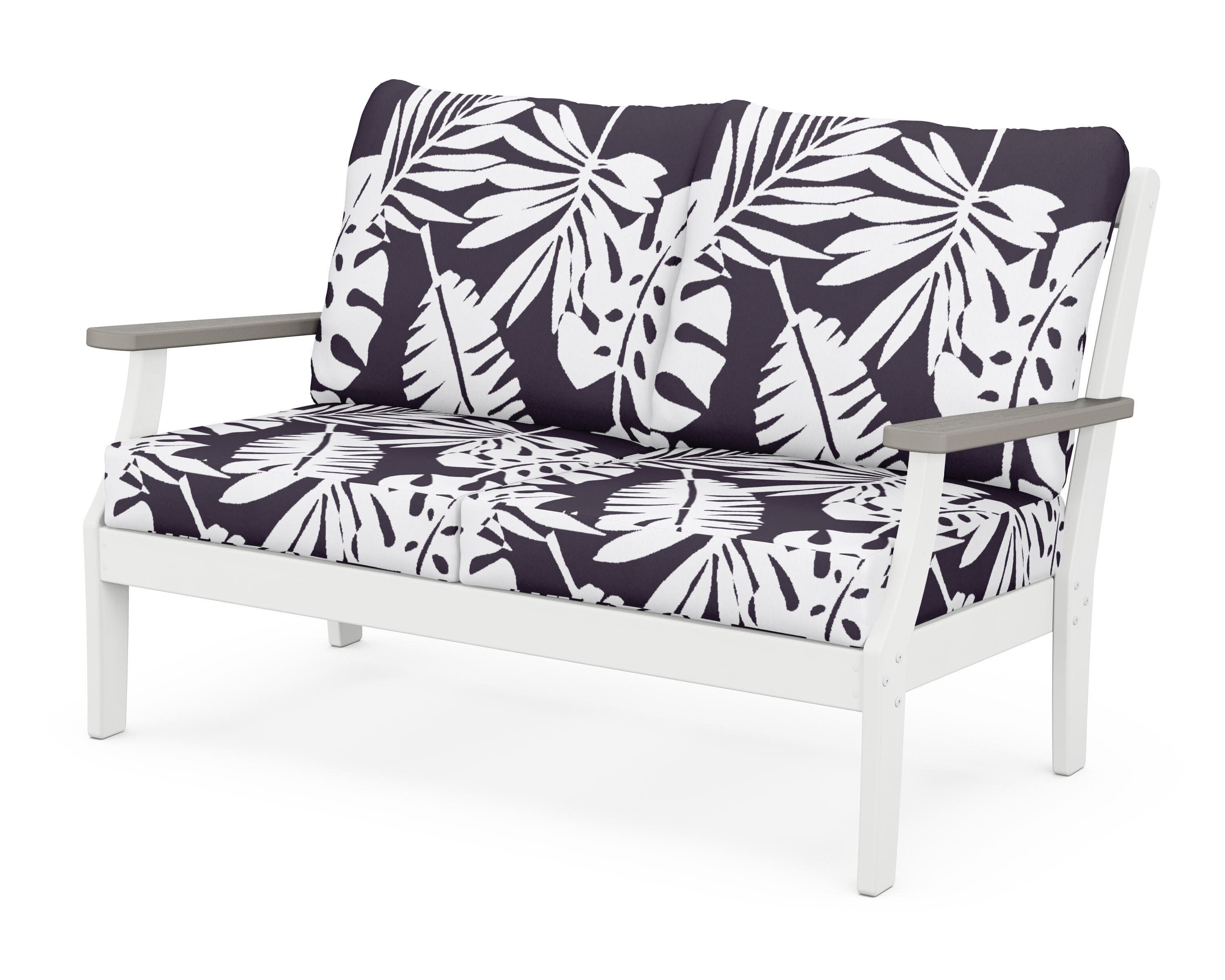 Braxton Deep Seating Loveseat in White / Driftwood / Leaf Navy