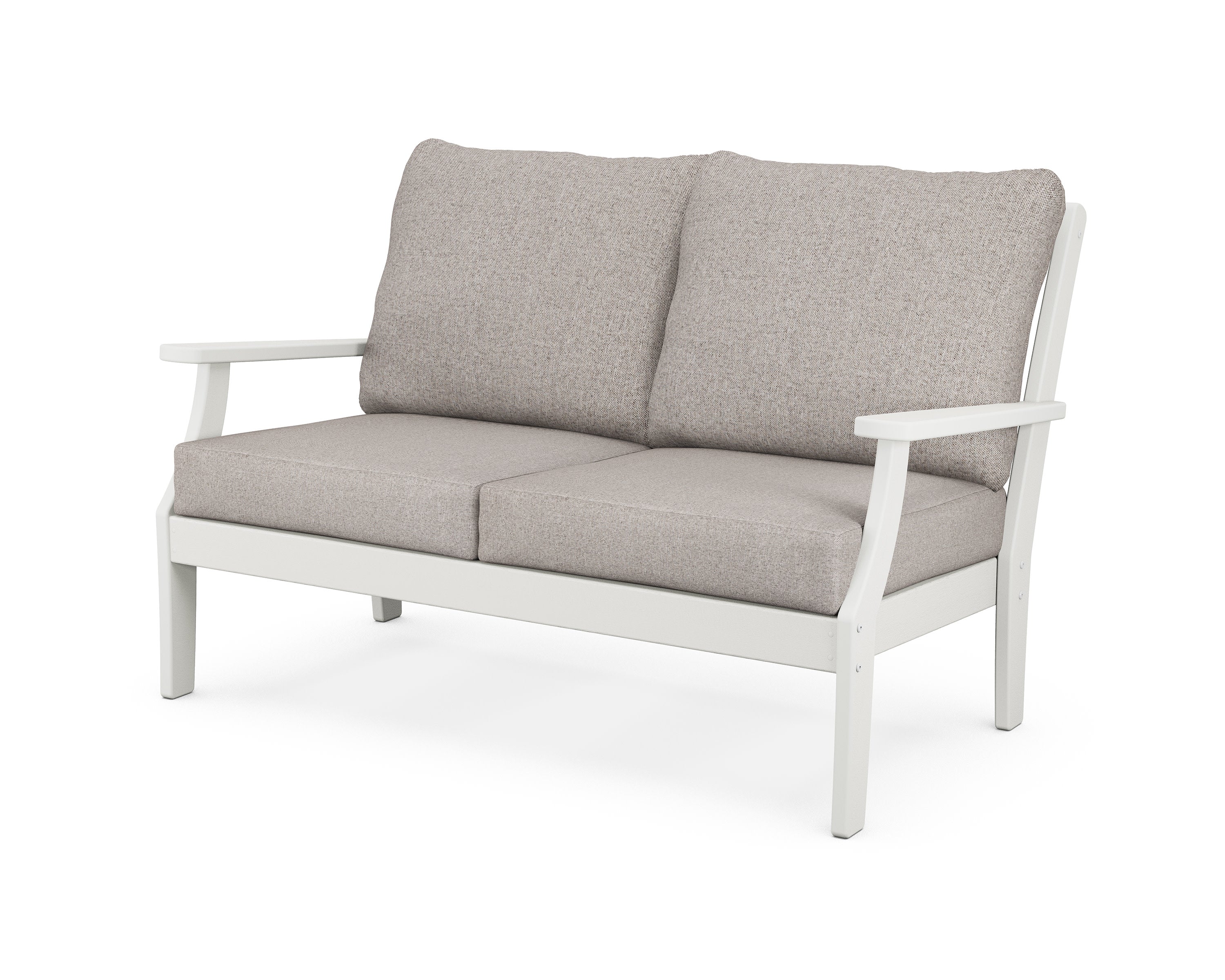 Braxton Deep Seating Loveseat in Vintage White / Weathered Tweed