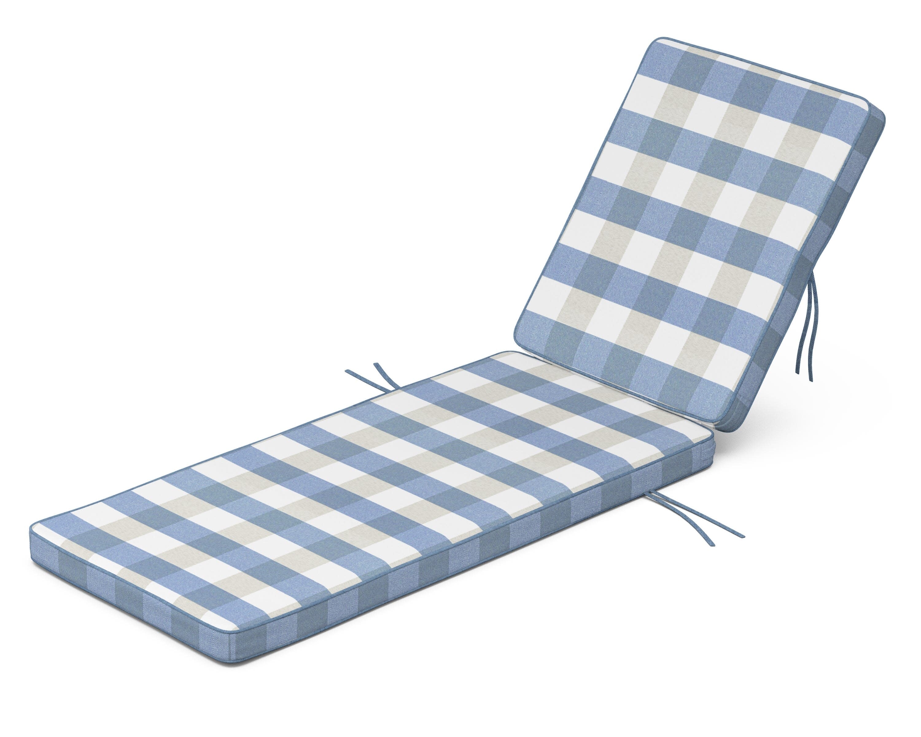 Acadia Chaise Cushion in Buffalo Plaid Sky Blue