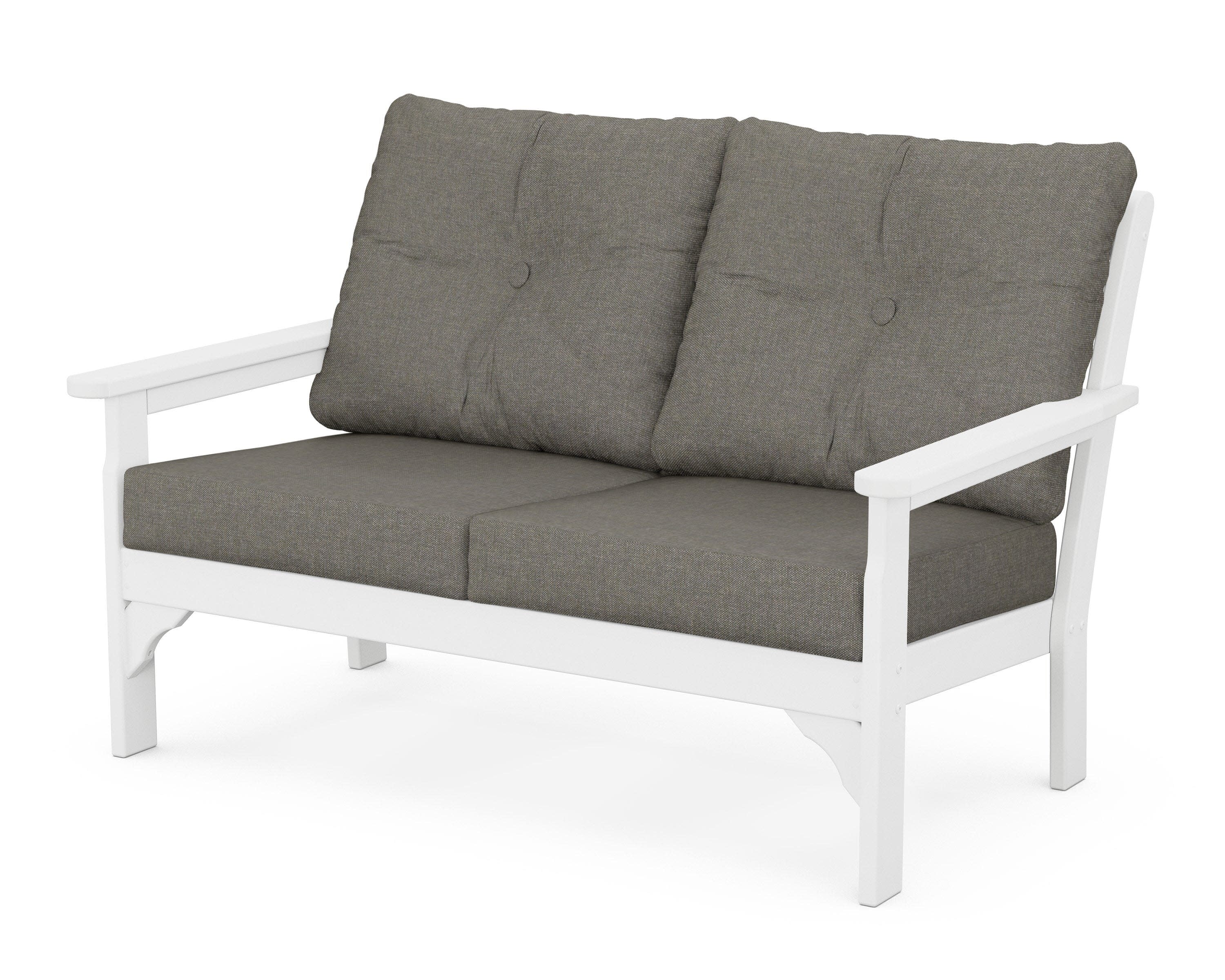 Vineyard Deep Seating Loveseat in White / Blend Coal