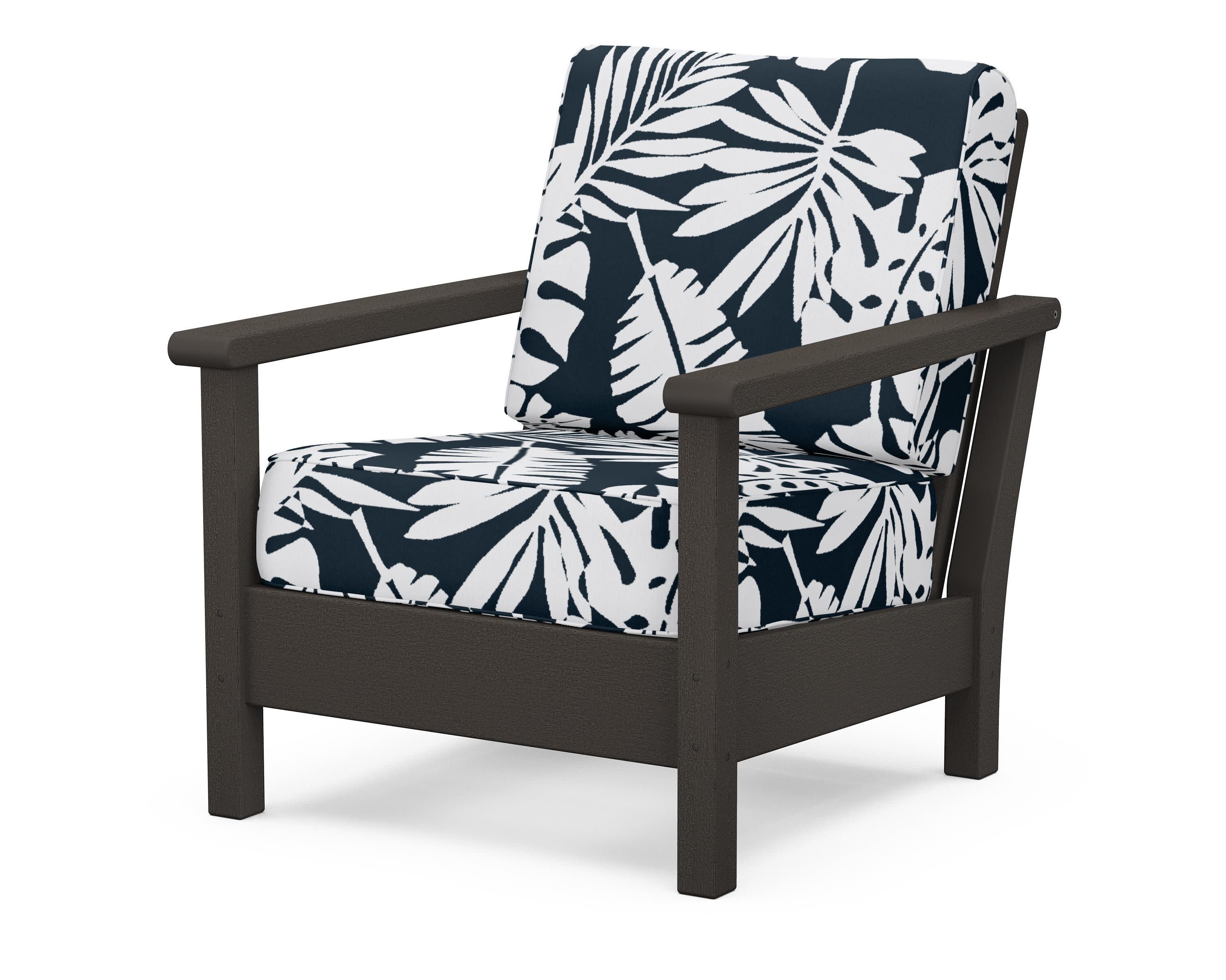 Harbour Deep Seating Chair in Vintage Coffee / Leaf Marine Indigo