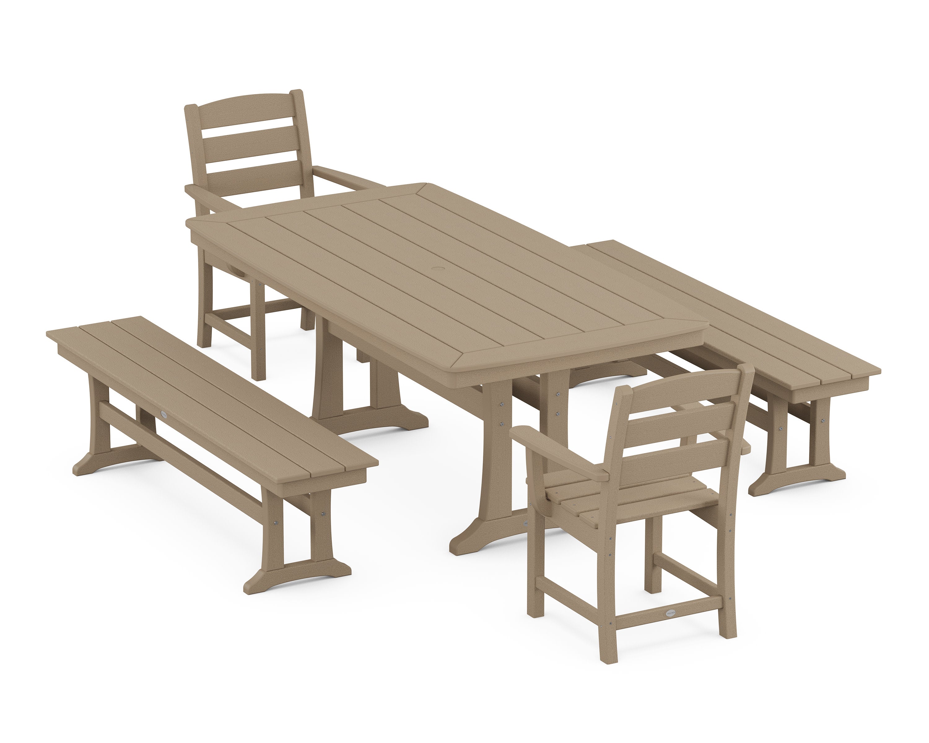 Lakeside 5-Piece Dining Set with Trestle Legs in Vintage Sahara
