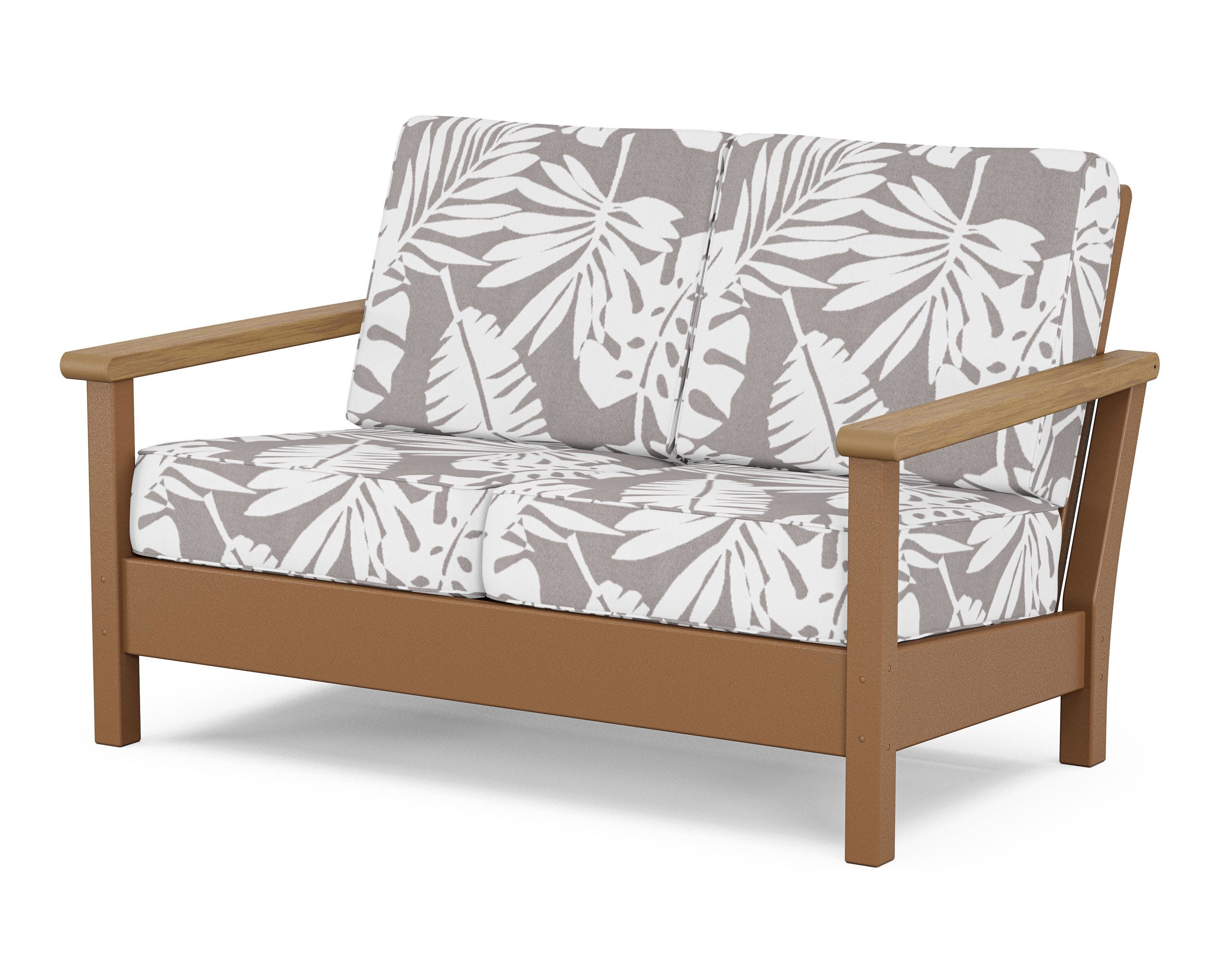 Harbour Deep Seating Loveseat in Teak / Natural / Leaf Grey Mist
