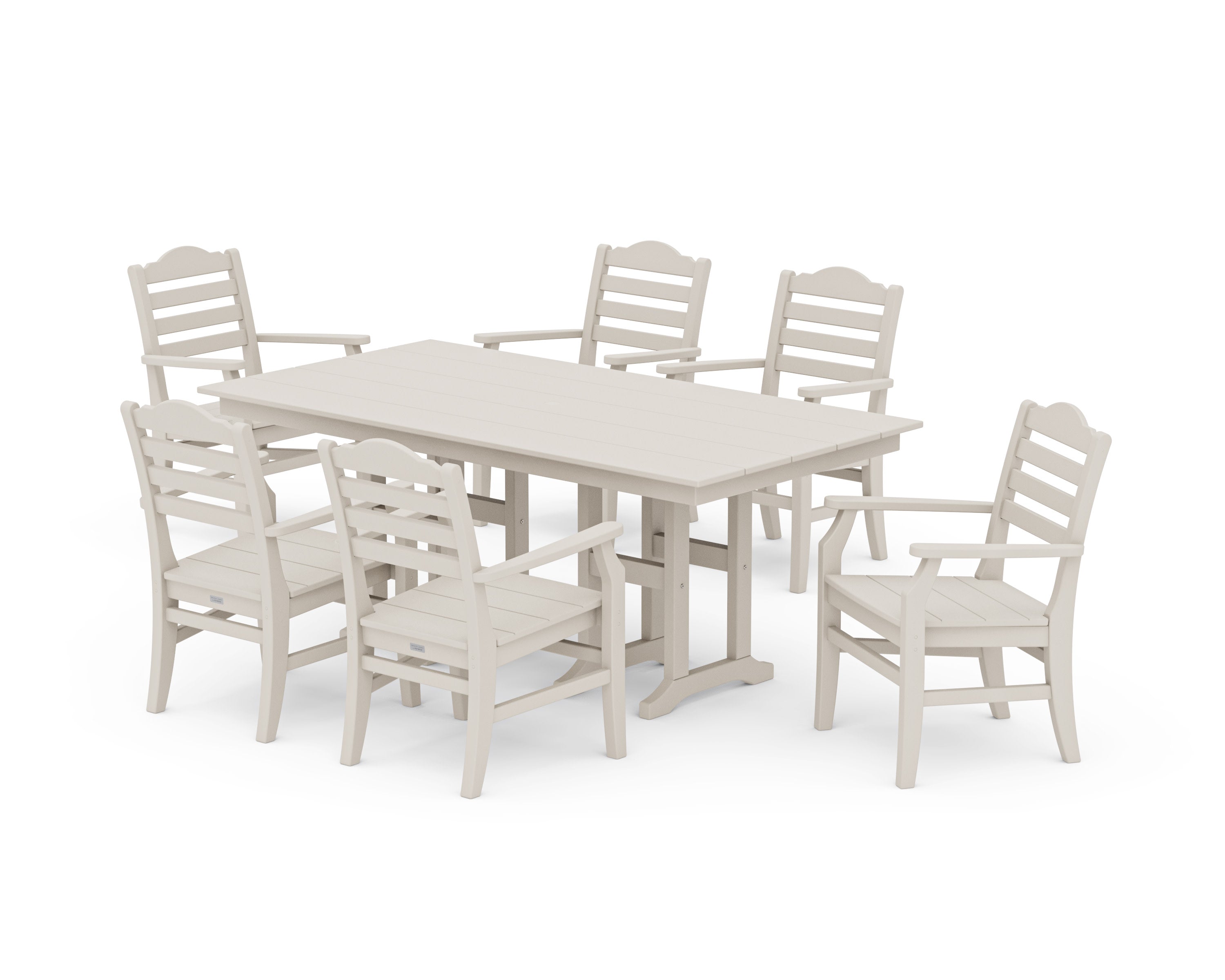 Savannah Arm Chair 7-Piece Farmhouse Dining Set in Sand