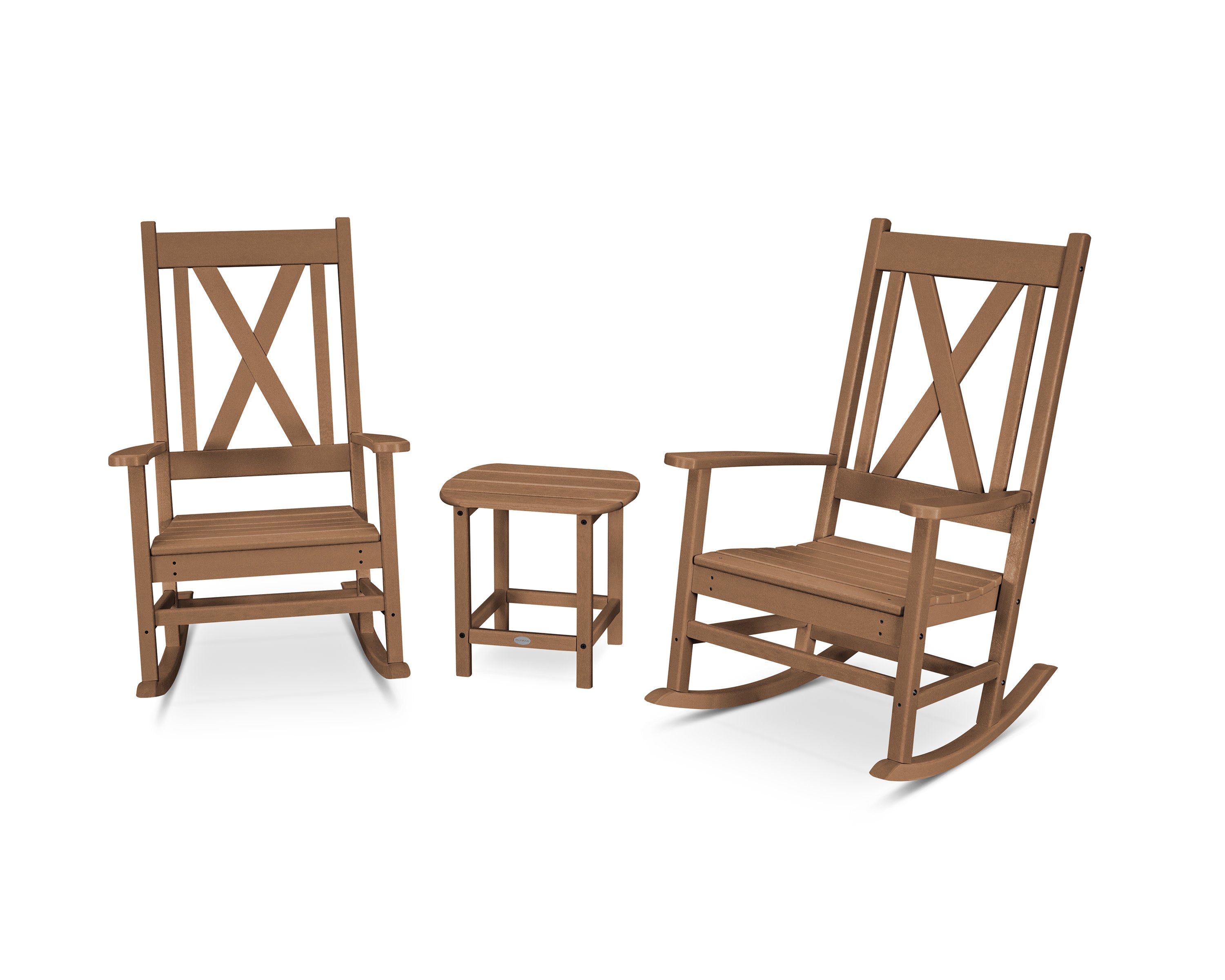 Braxton 3-Piece Porch Rocking Chair Set in Teak