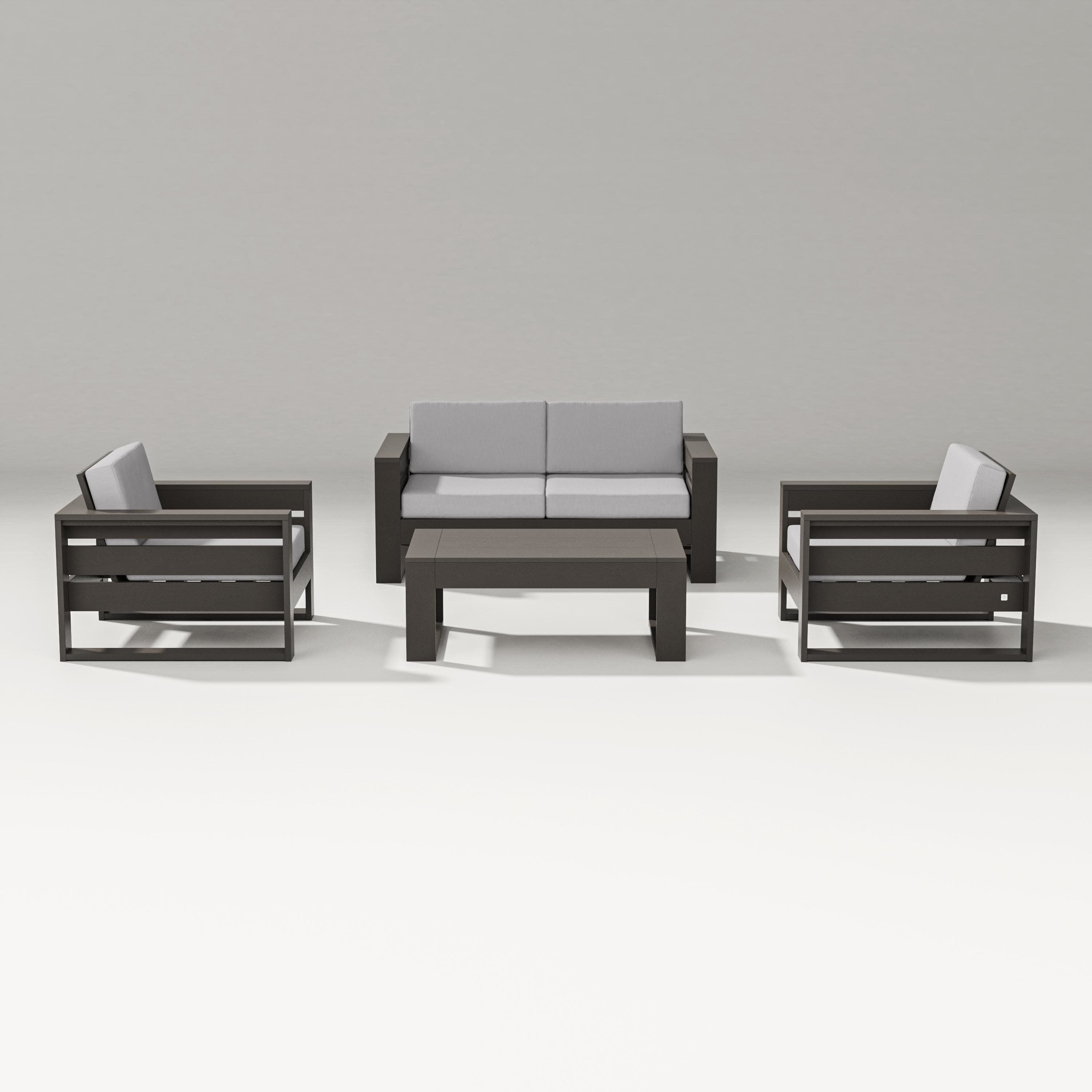 Latitude 4-Piece Lounge Loveseat Set in Vintage Coffee / Granite