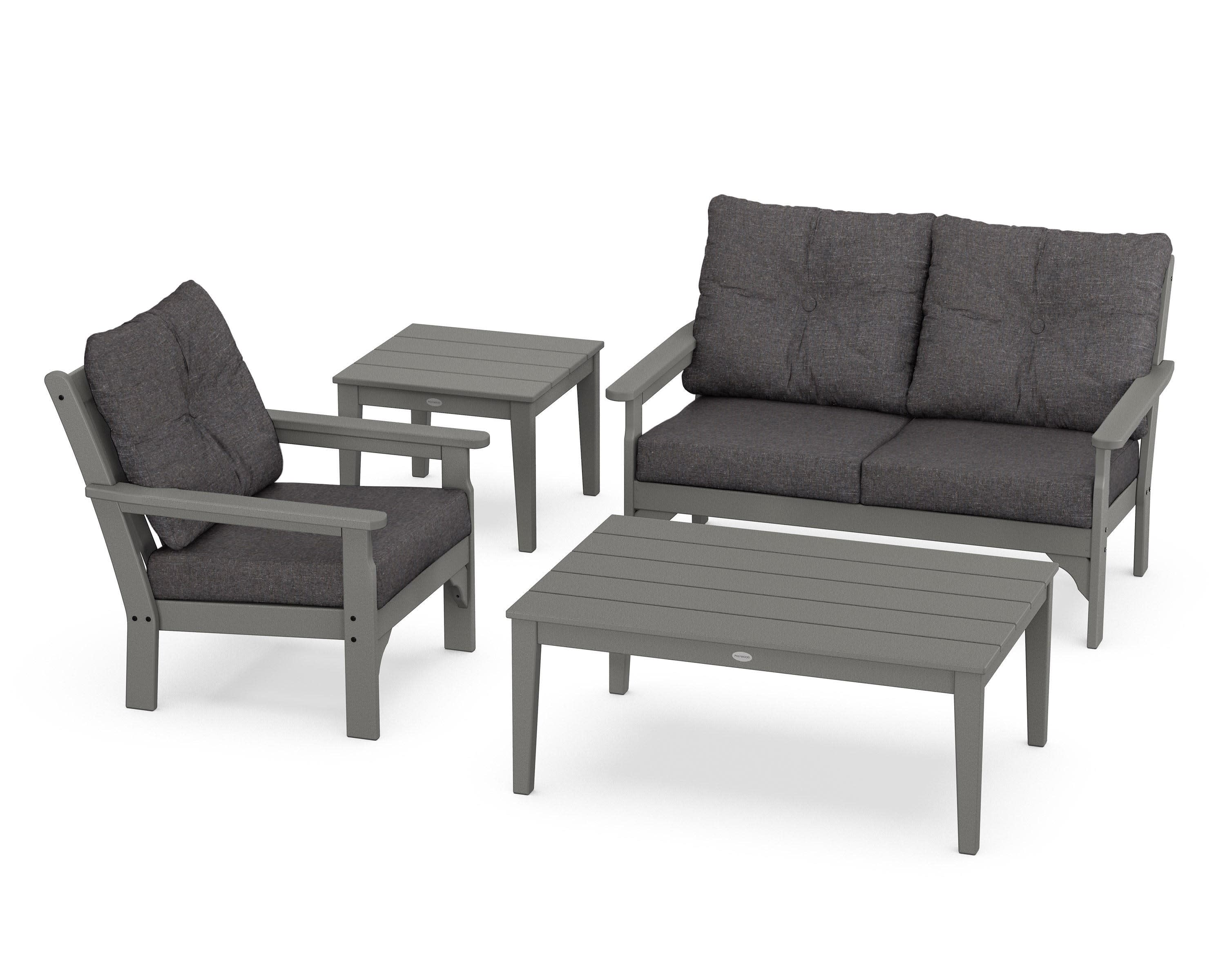 Vineyard 4-Piece Deep Seating Set in Slate Grey / Ash Charcoal