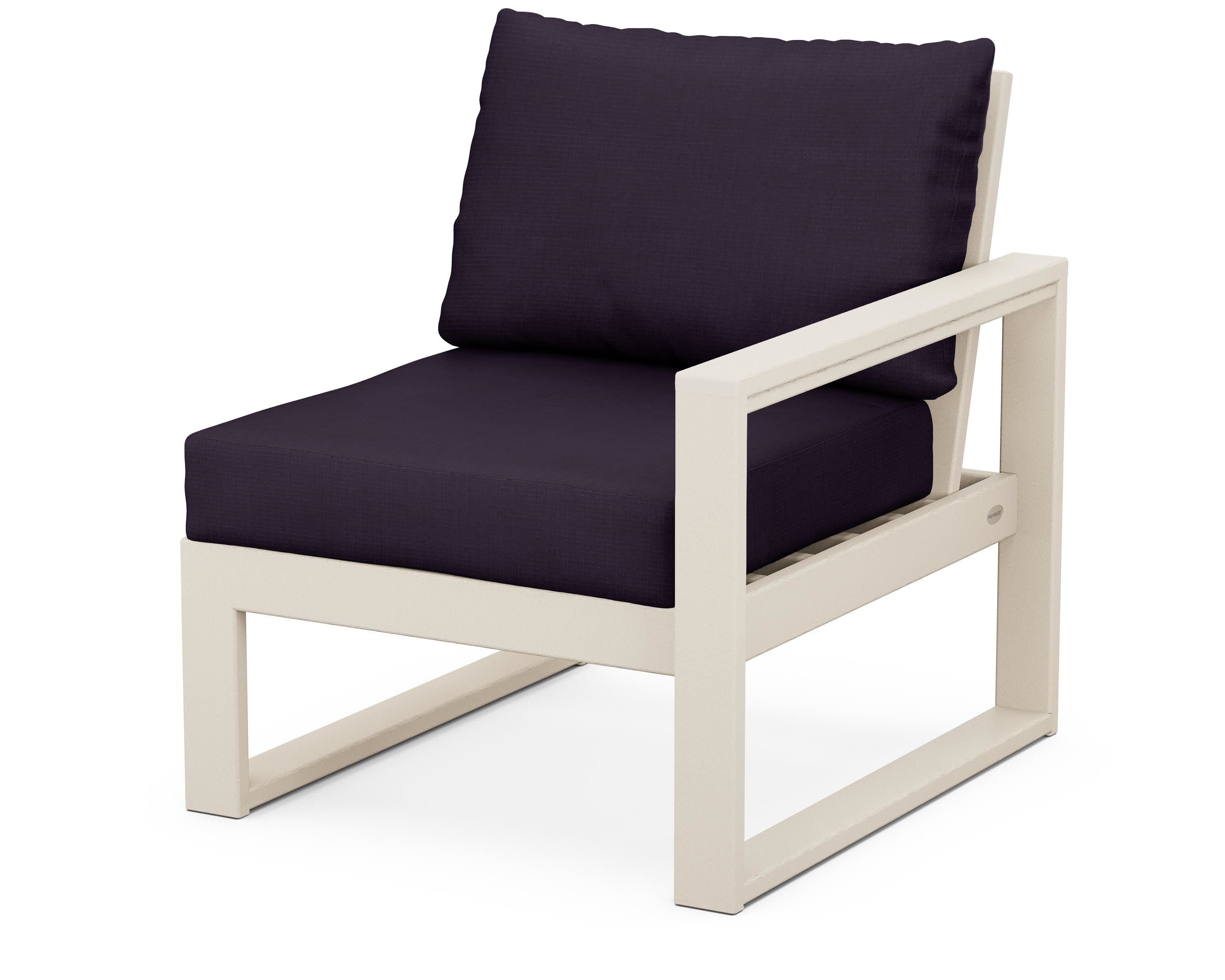 EDGE Modular Right Arm Chair in Sand / Navy Linen