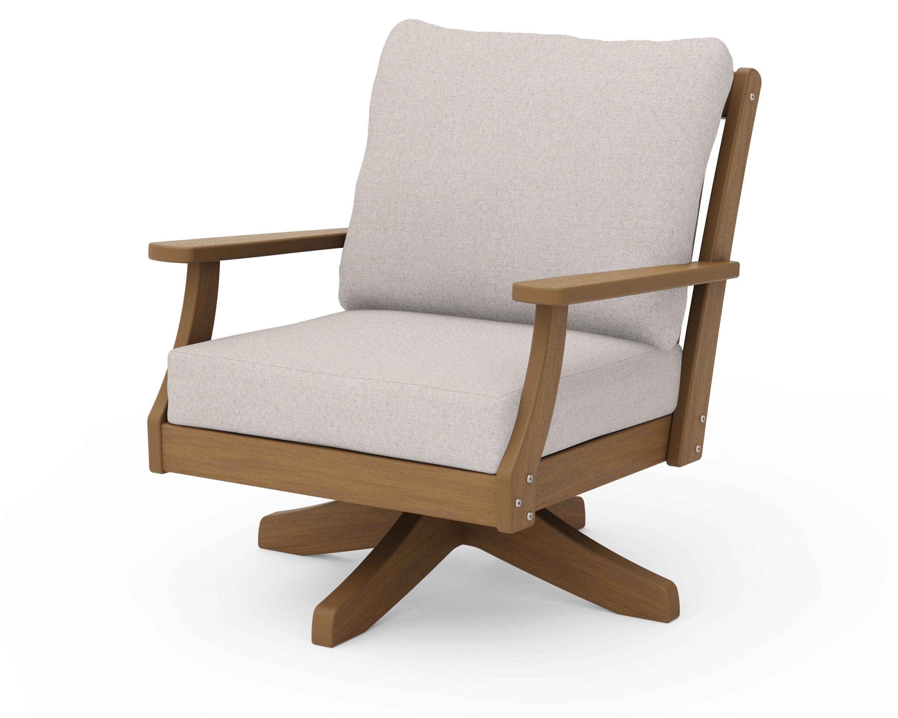 Braxton Deep Seating Swivel Chair in Natural / Dune Burlap