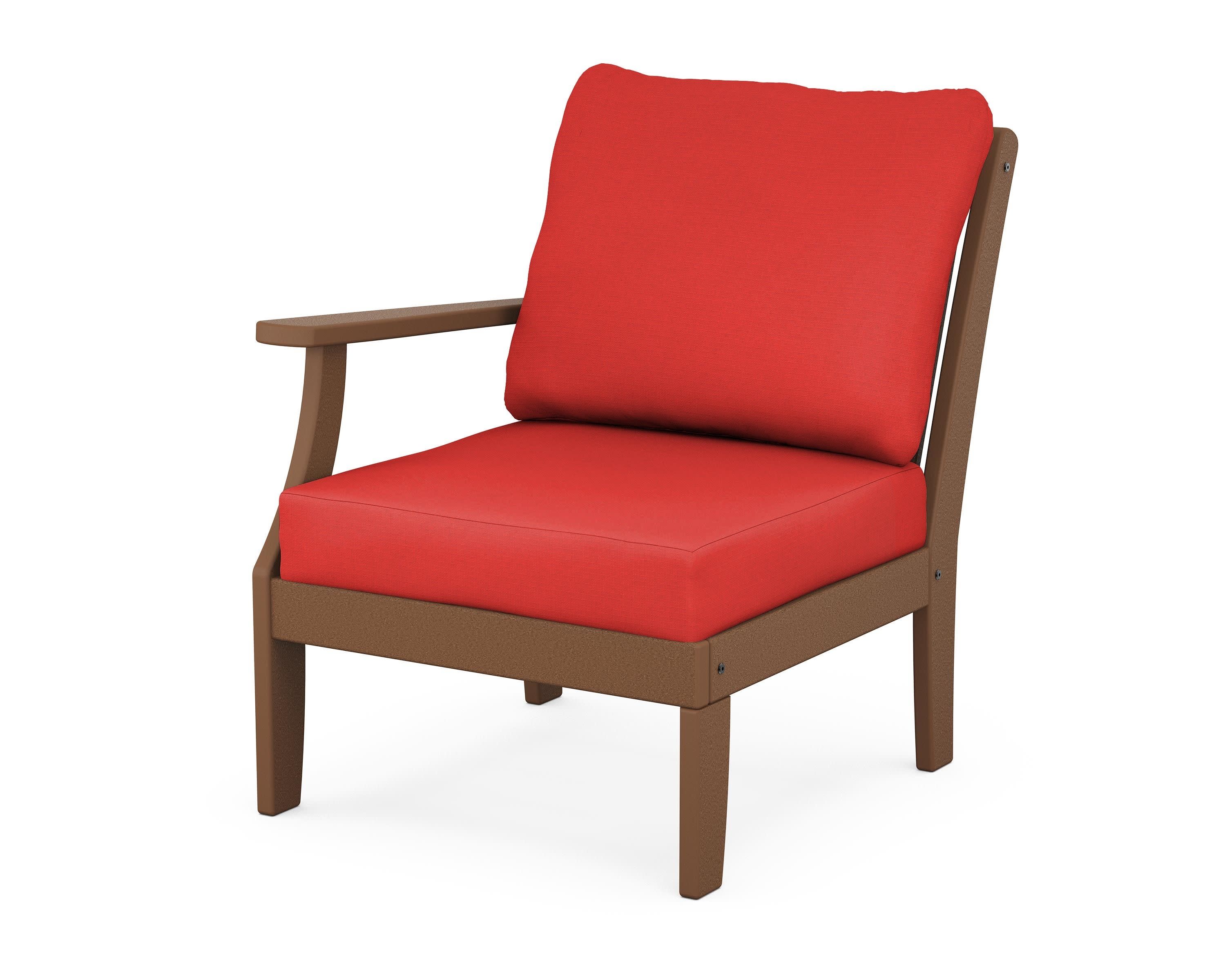 Braxton Modular Left Arm Chair in Teak / Crimson Linen