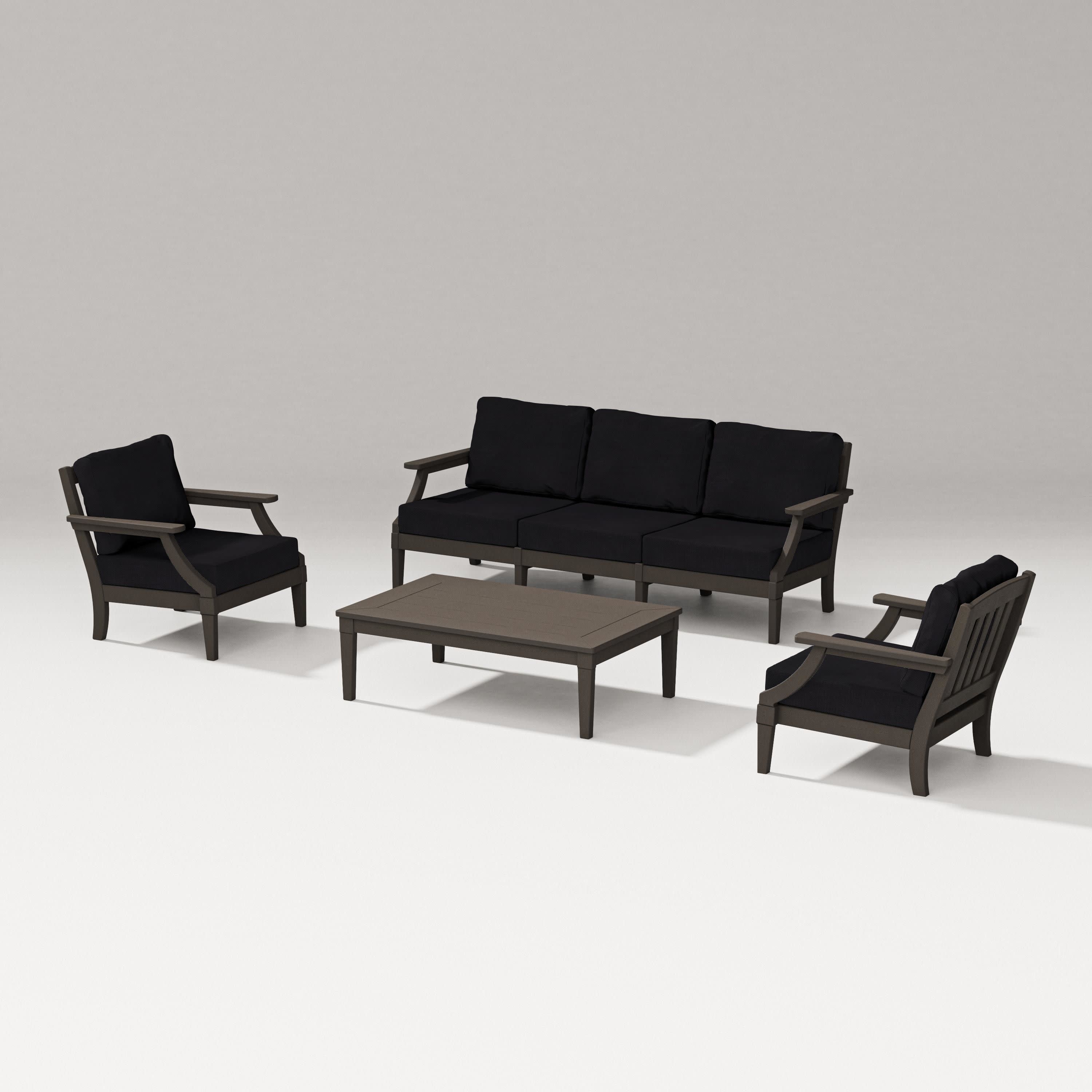 Estate 4-Piece Lounge Sofa Set in Vintage Coffee / Midnight Linen