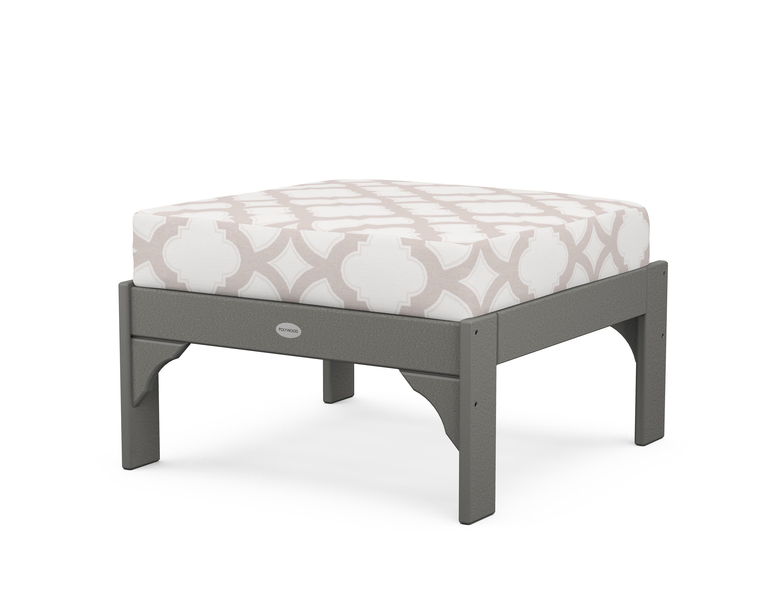 Vineyard Deep Seating Ottoman in Slate Grey / Trellis Dune Burlap