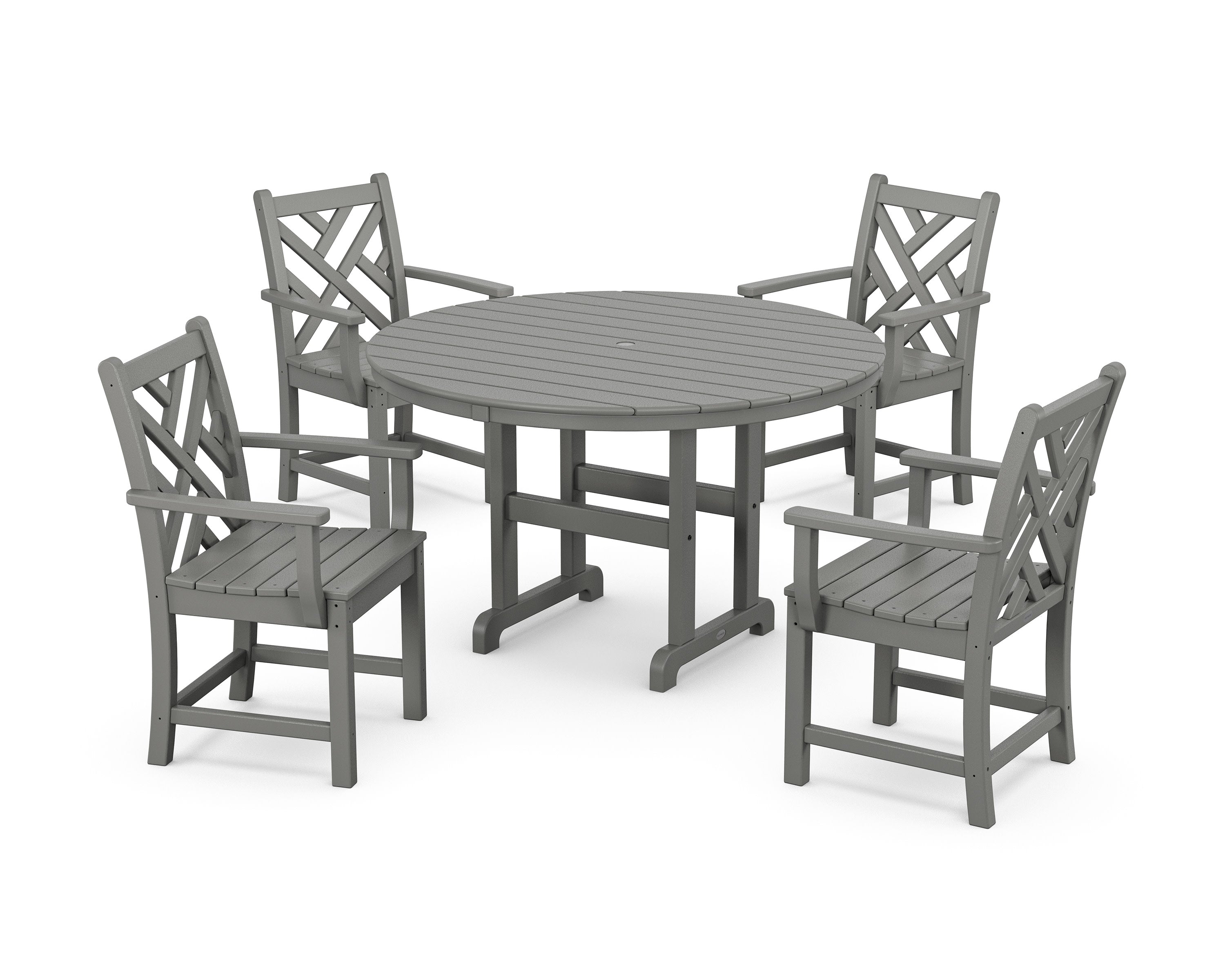 Chippendale 5-Piece Round Farmhouse Dining Set in Slate Grey