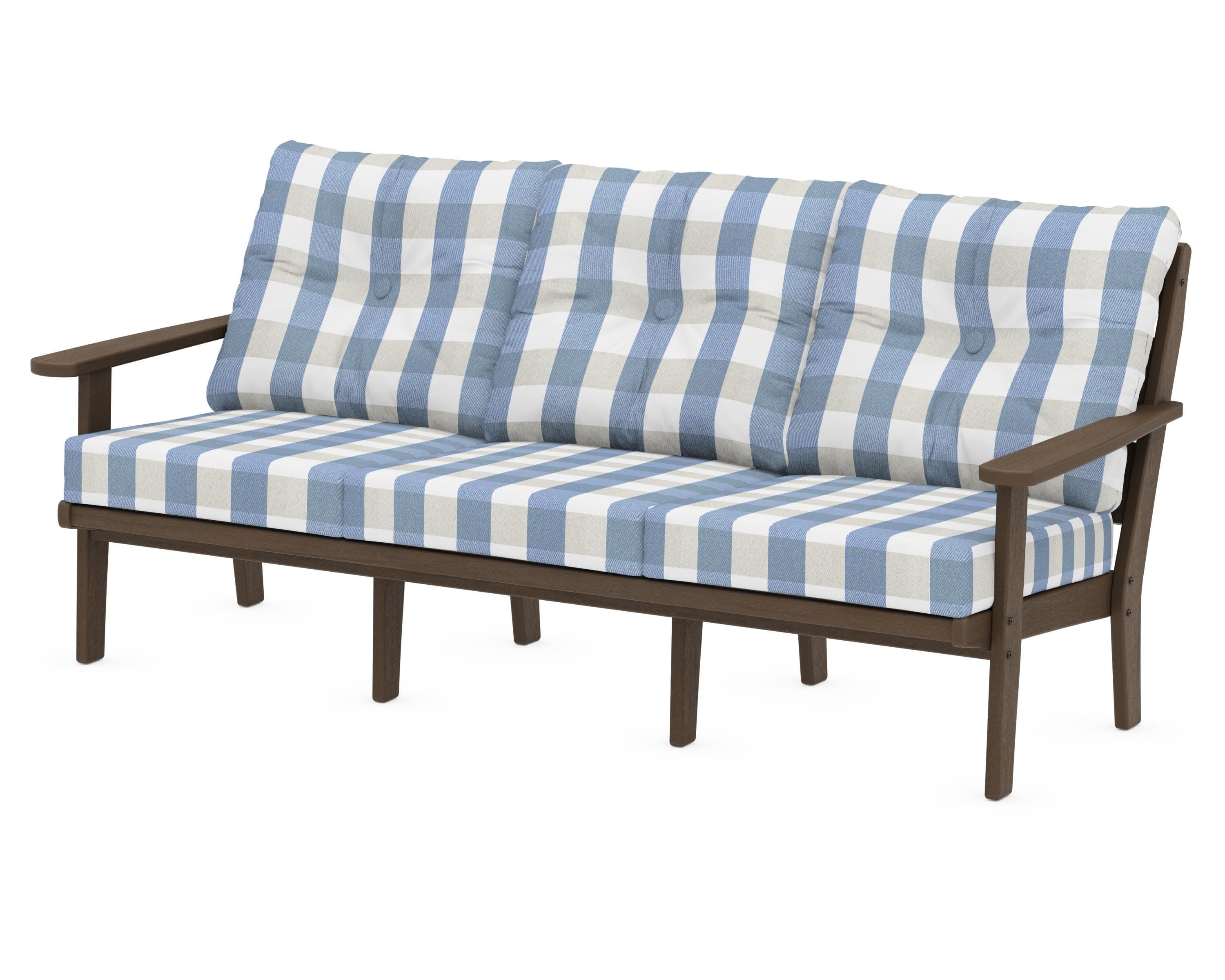 Lakeside Deep Seating Sofa in Kona / Buffalo Plaid Sky Blue