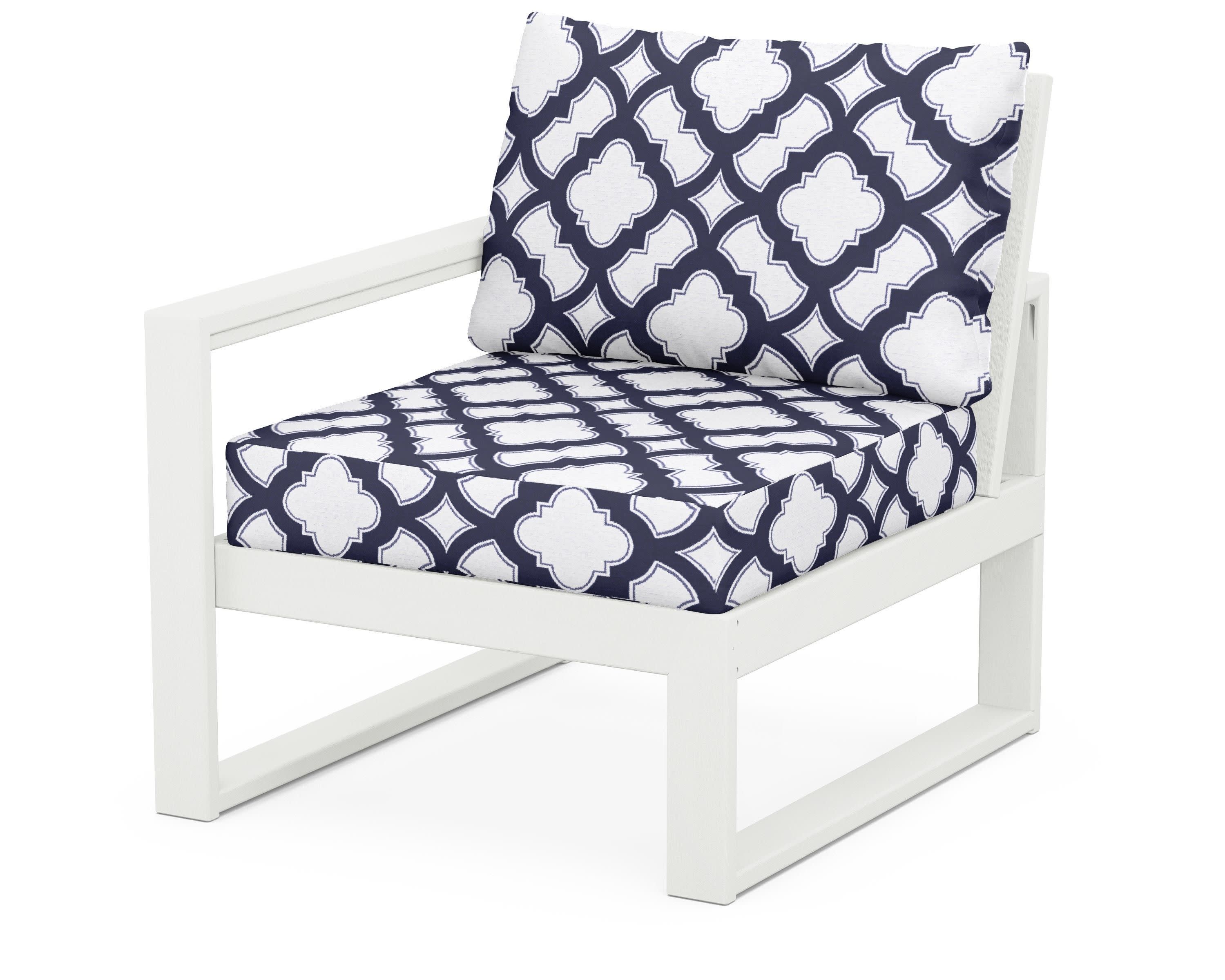 EDGE Modular Left Arm Chair in Vintage White / Trellis Navy