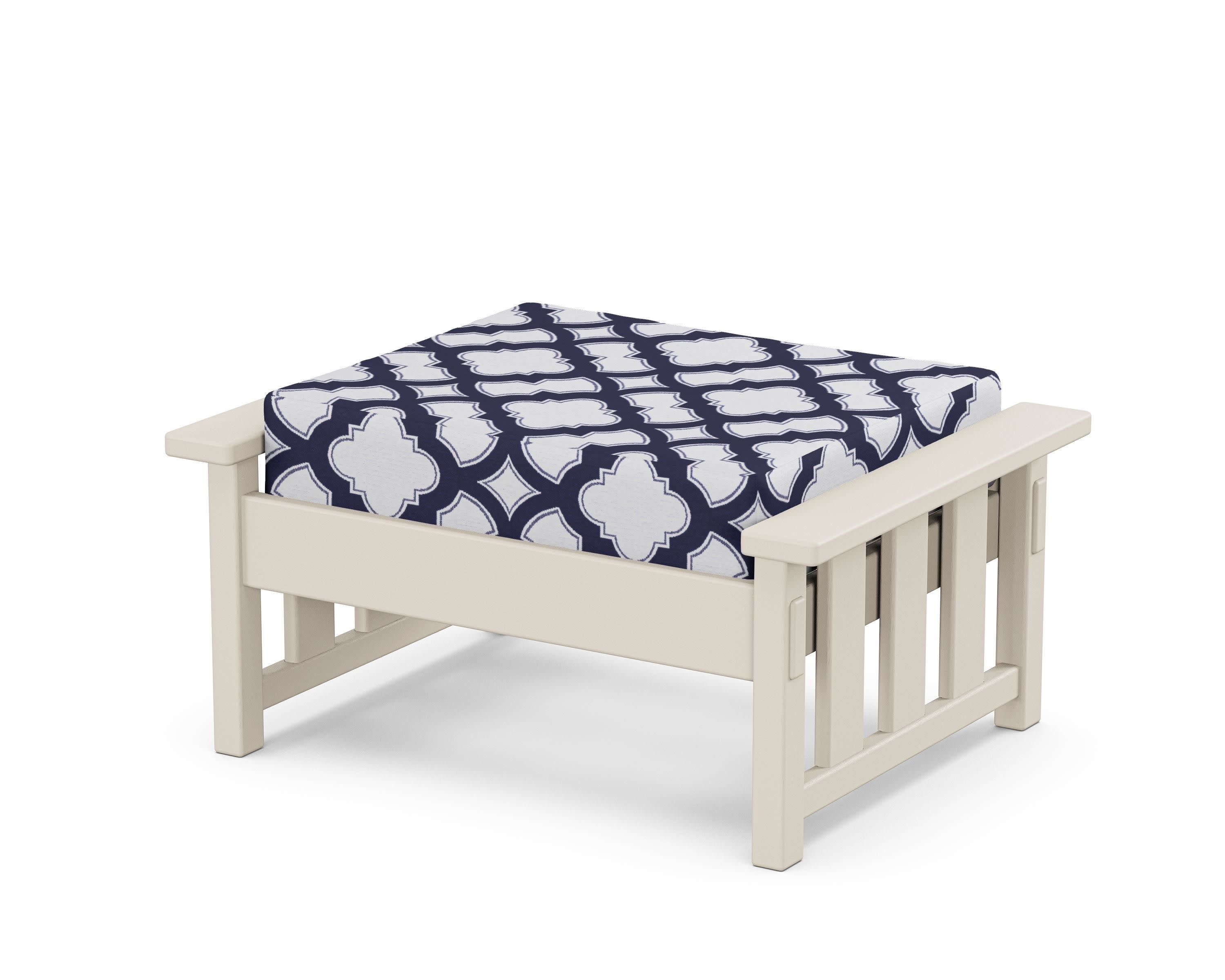 Acadia Deep Seating Ottoman in Sand / Trellis Navy