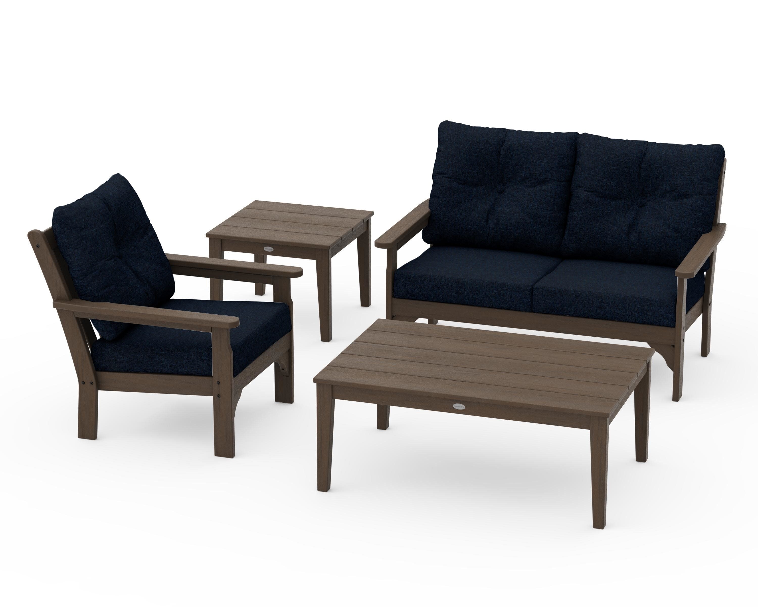 Vineyard 4-Piece Deep Seating Set in Kona / Marine Indigo