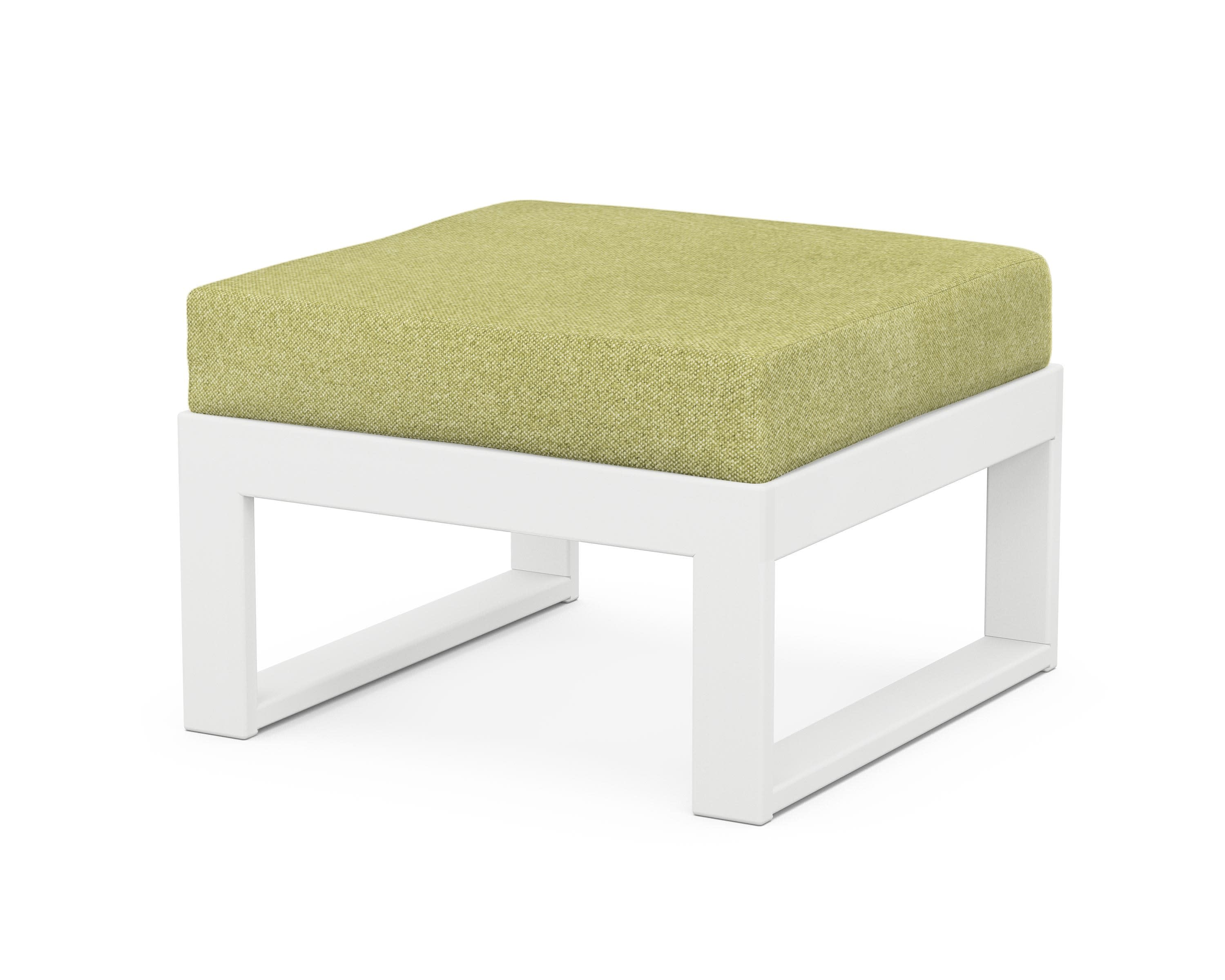 Modular Ottoman - Modern in White / Chartreuse Boucle