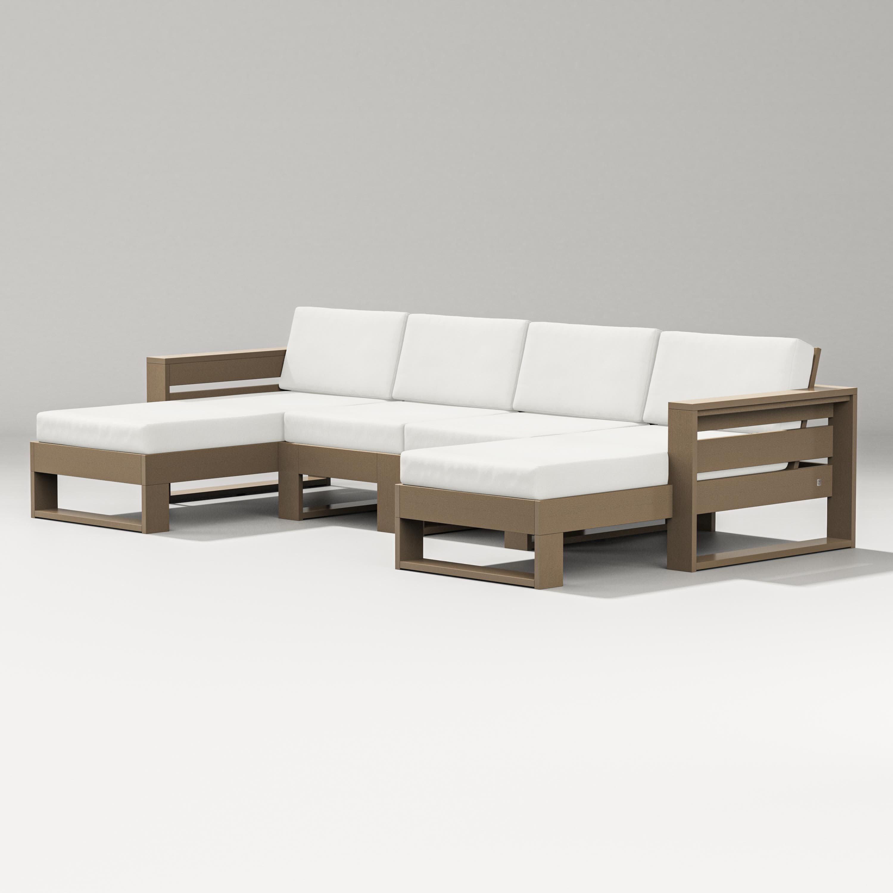 Latitude Double Chaise Sectional in Vintage Sahara / Natural Linen