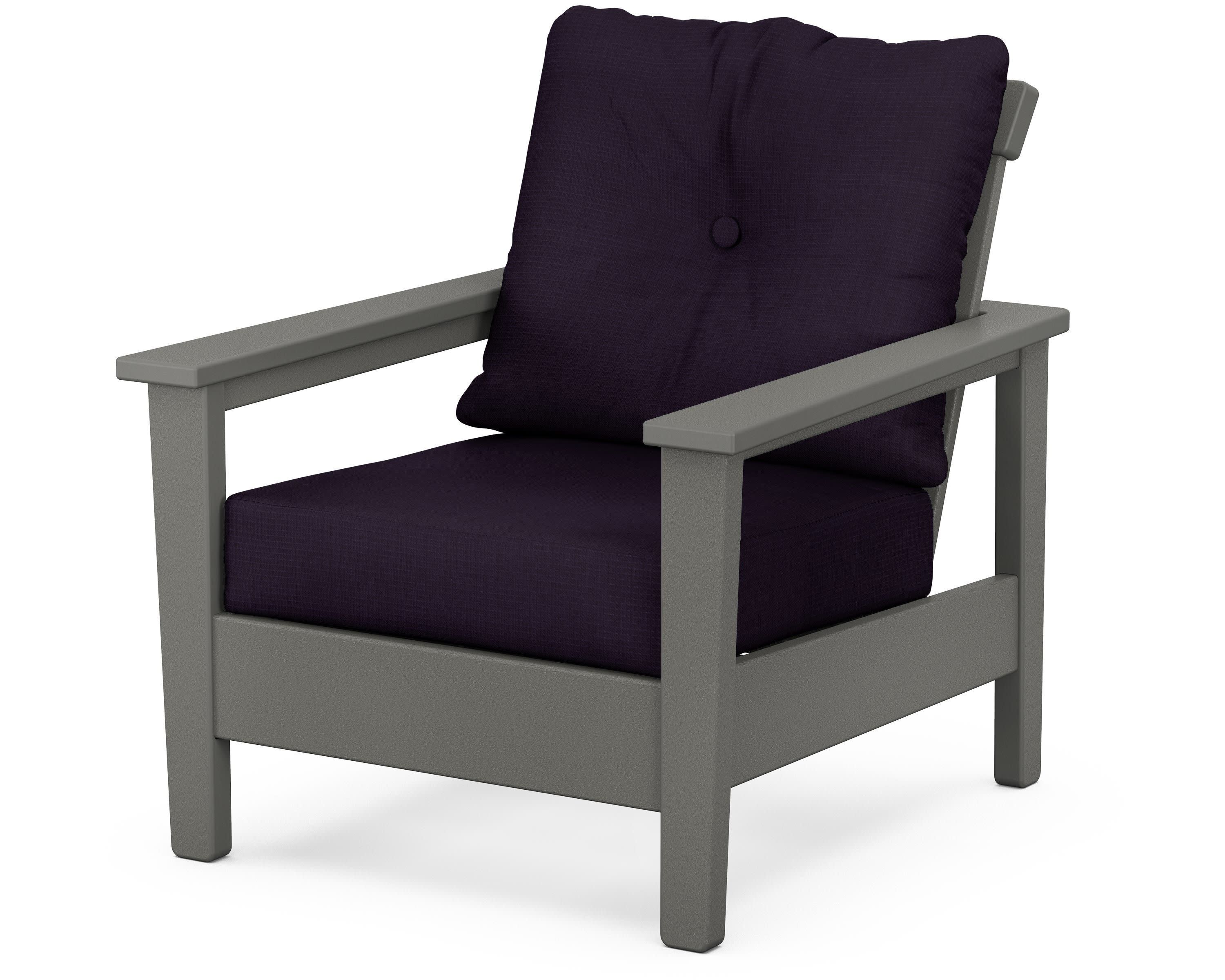 Prescott Deep Seating Chair in Slate Grey / Navy Linen
