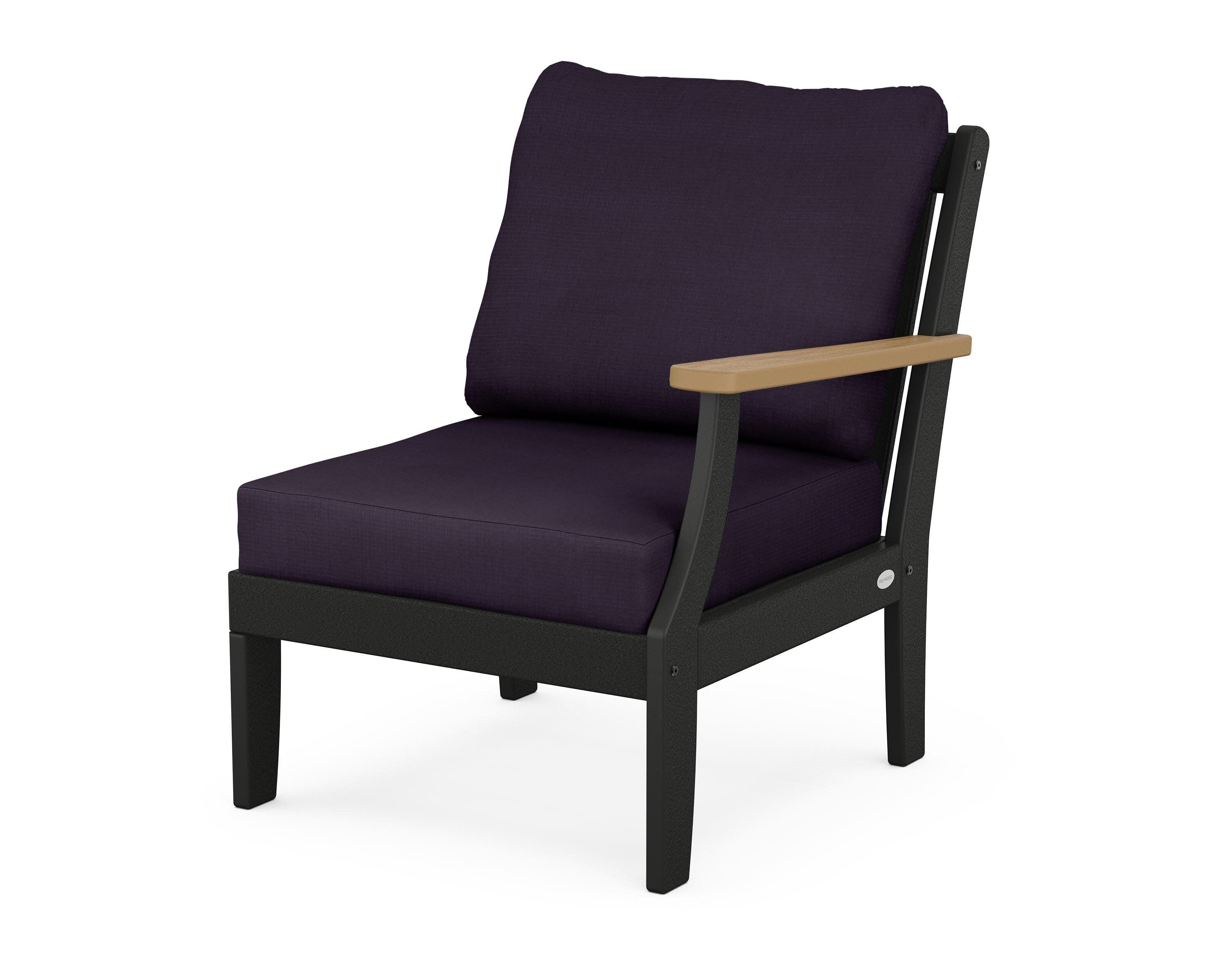 Braxton Modular Right Arm Chair in Black / Natural / Navy Linen