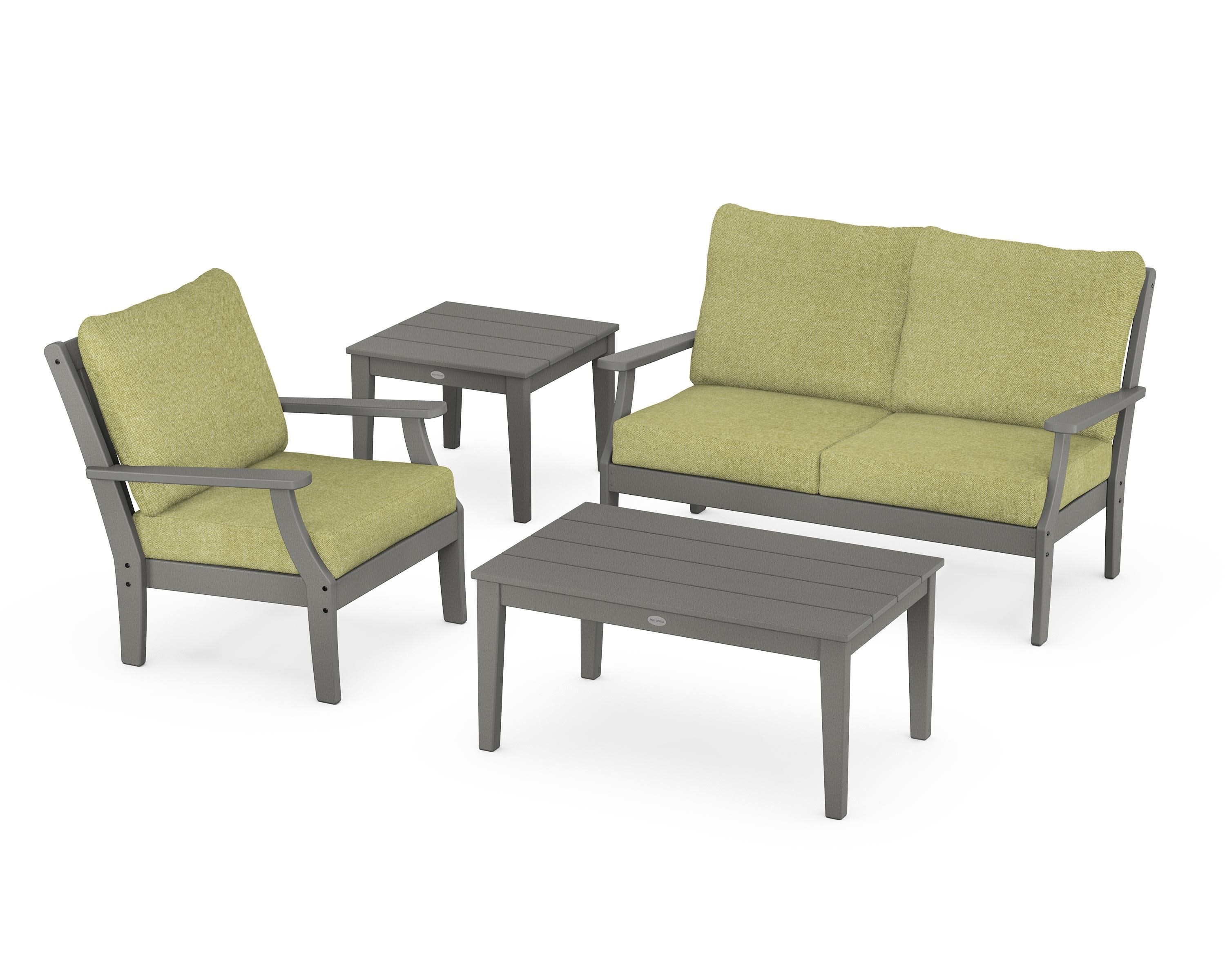 Braxton 4-Piece Deep Seating Set in Slate Grey / Chartreuse Boucle