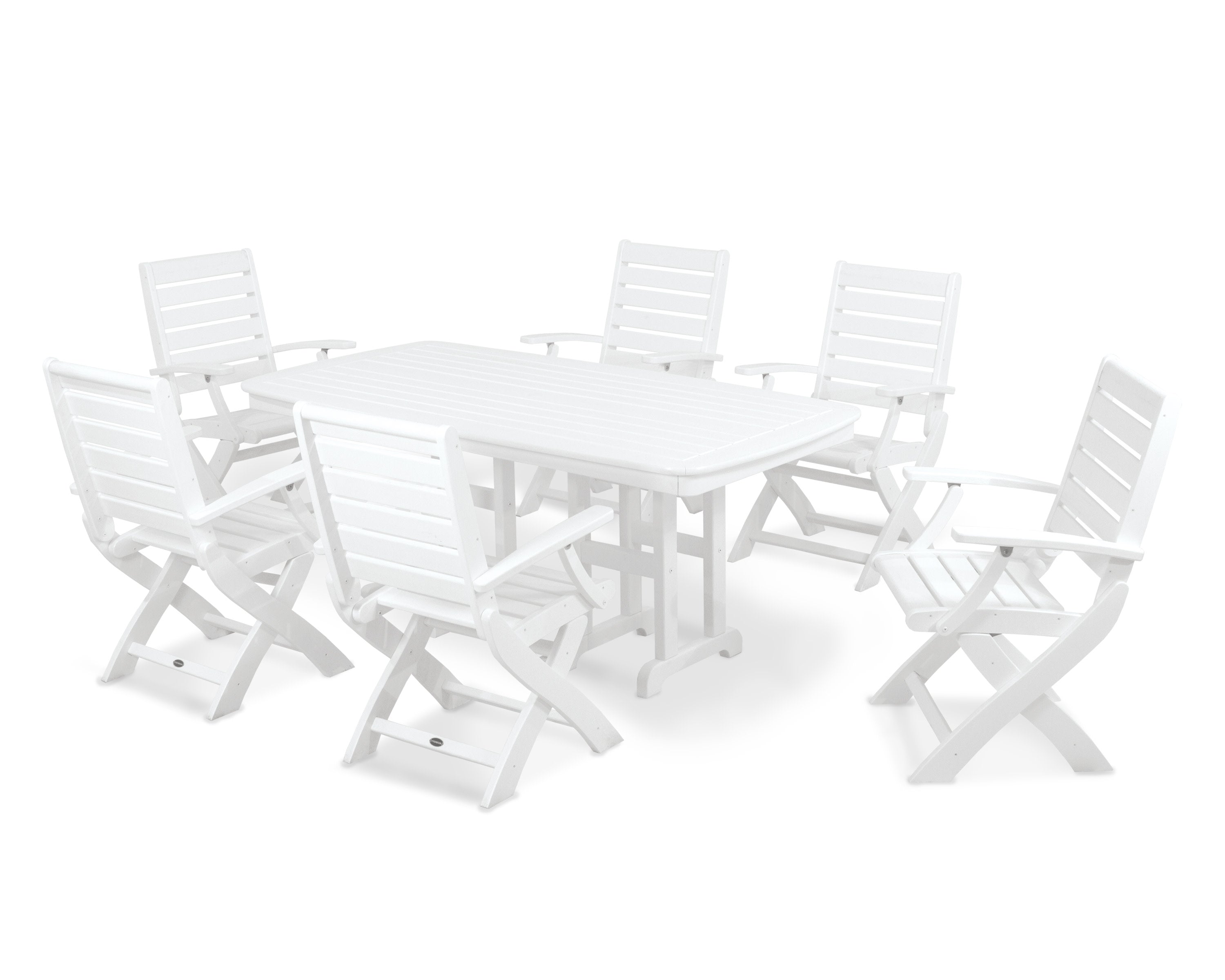 Signature Folding Chair 7-Piece Dining Set in White