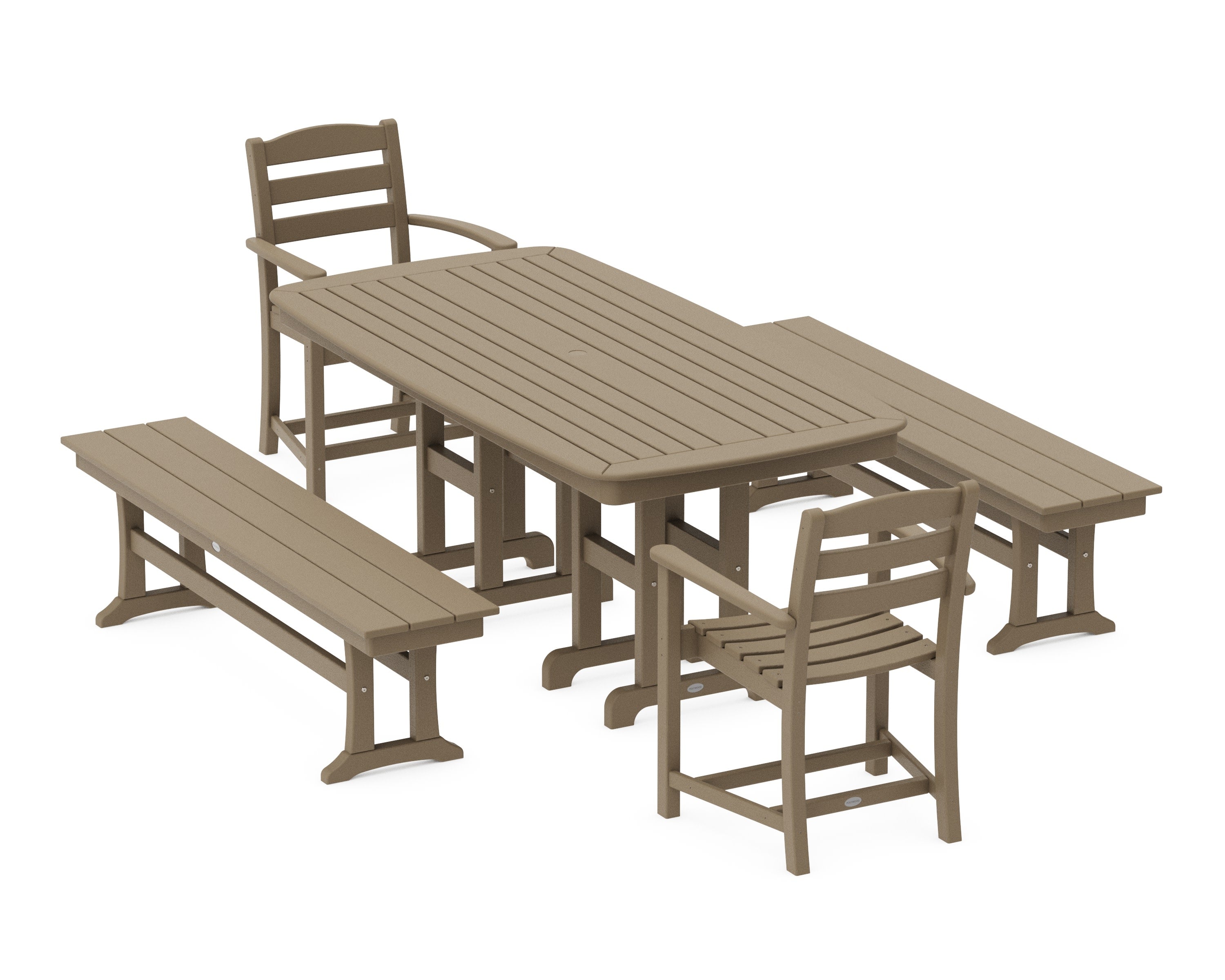 La Casa Caf 5-Piece Dining Set with Benches in Vintage Sahara
