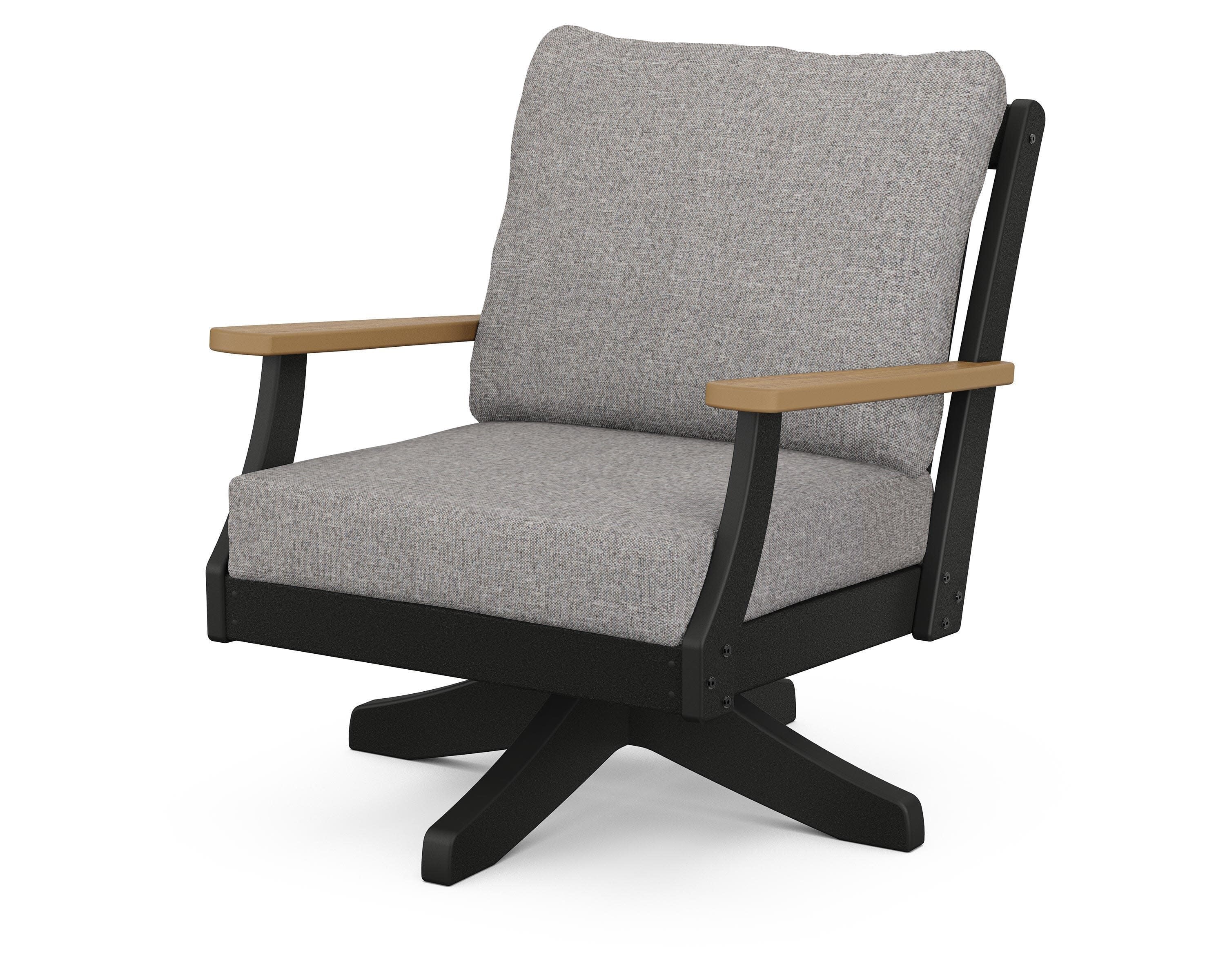 Braxton Deep Seating Swivel Chair in Black / Natural / Grey Mist