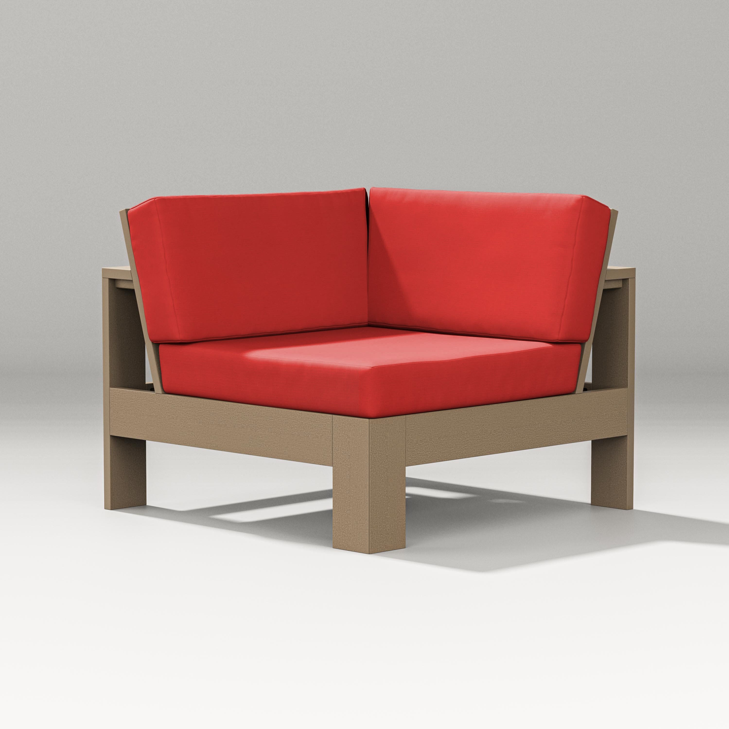 Latitude Modular Corner Chair in Vintage Sahara / Crimson Linen