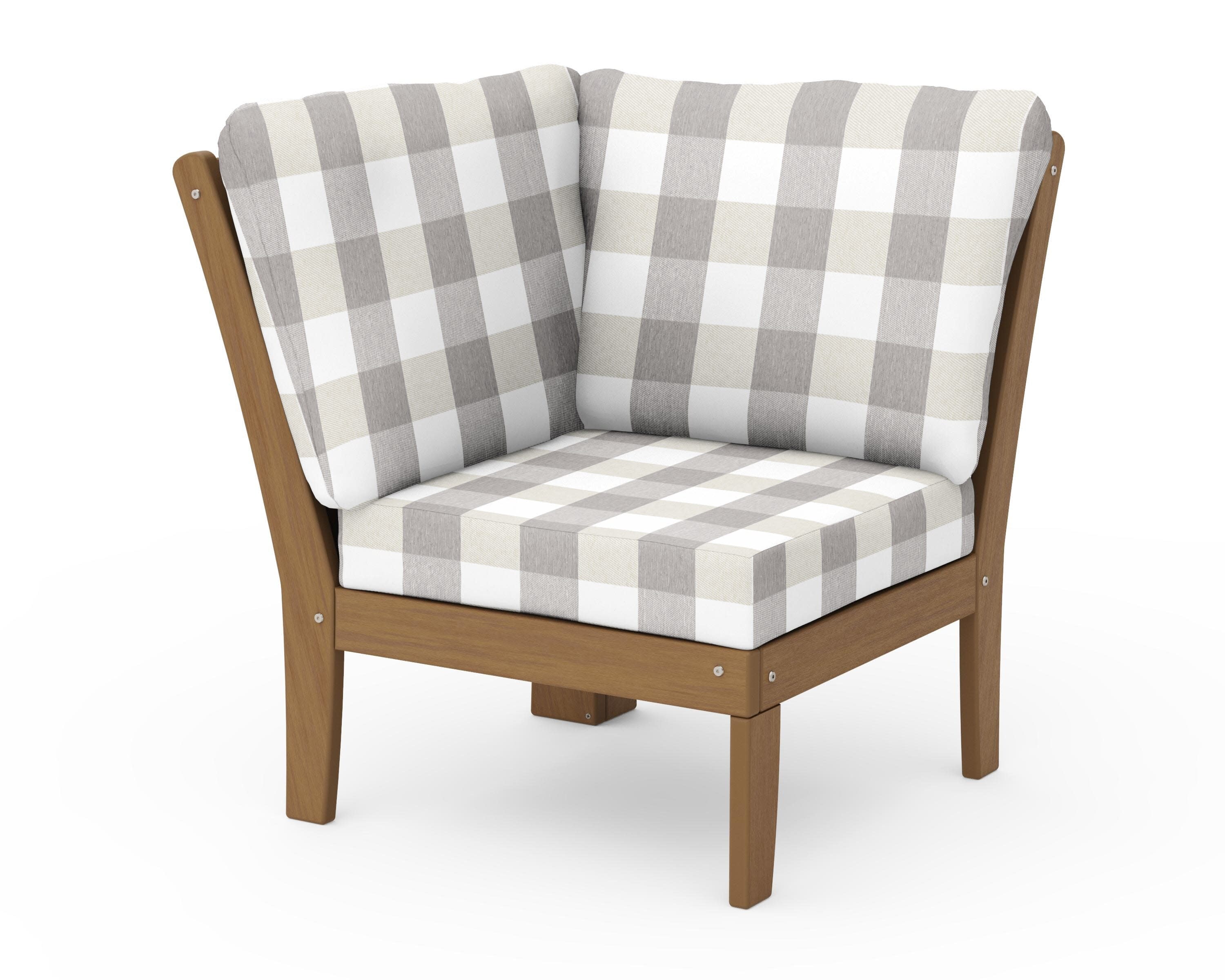 Braxton Modular Corner Chair in Natural / Buffalo Plaid Grey Mist