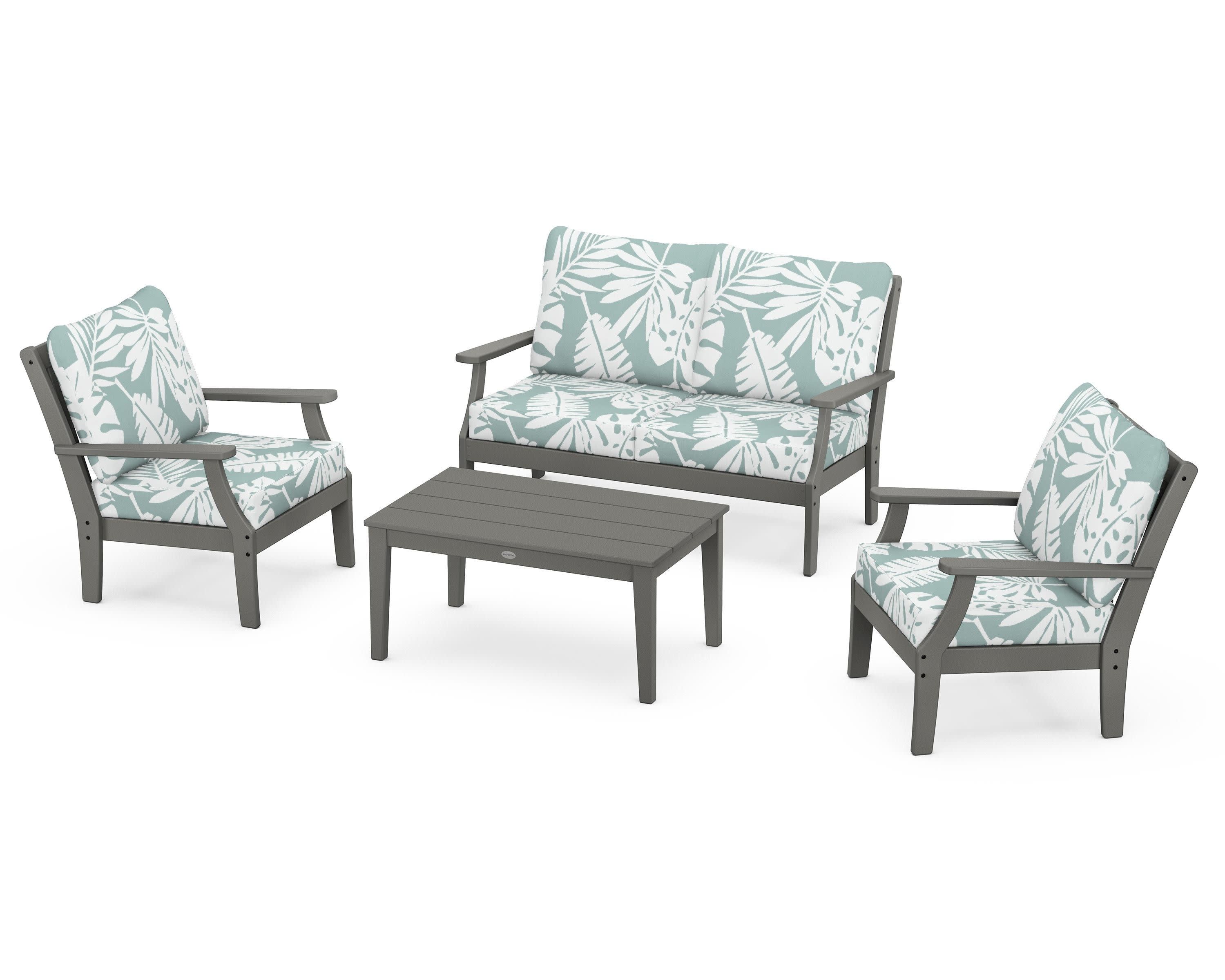 Braxton 4-Piece Deep Seating Chair Set in Slate Grey / Leaf Glacier Spa