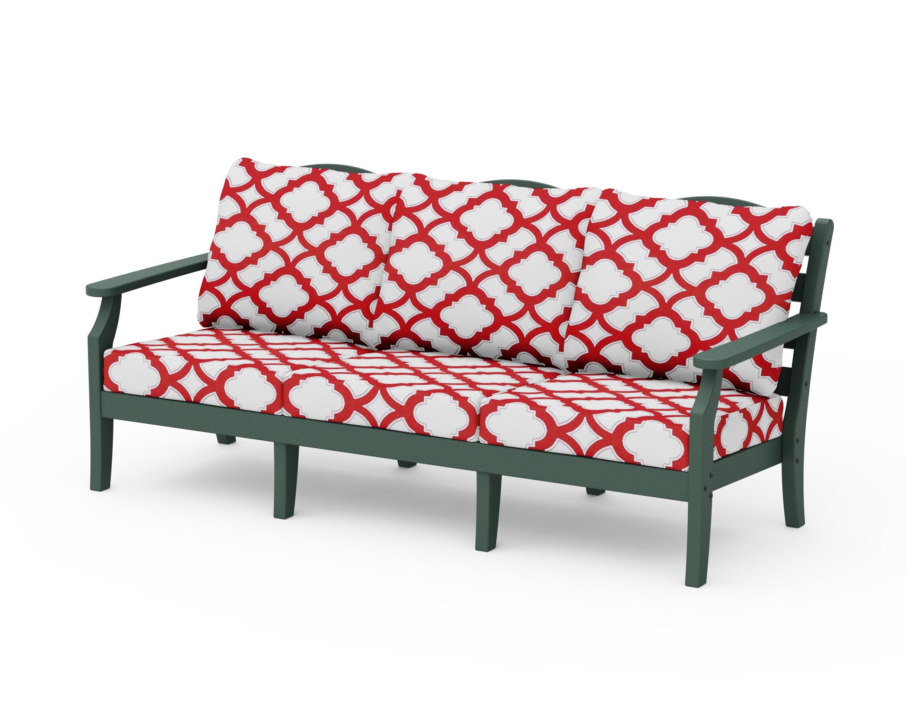 Savannah Deep Seating Sofa in Green / Trellis Crimson