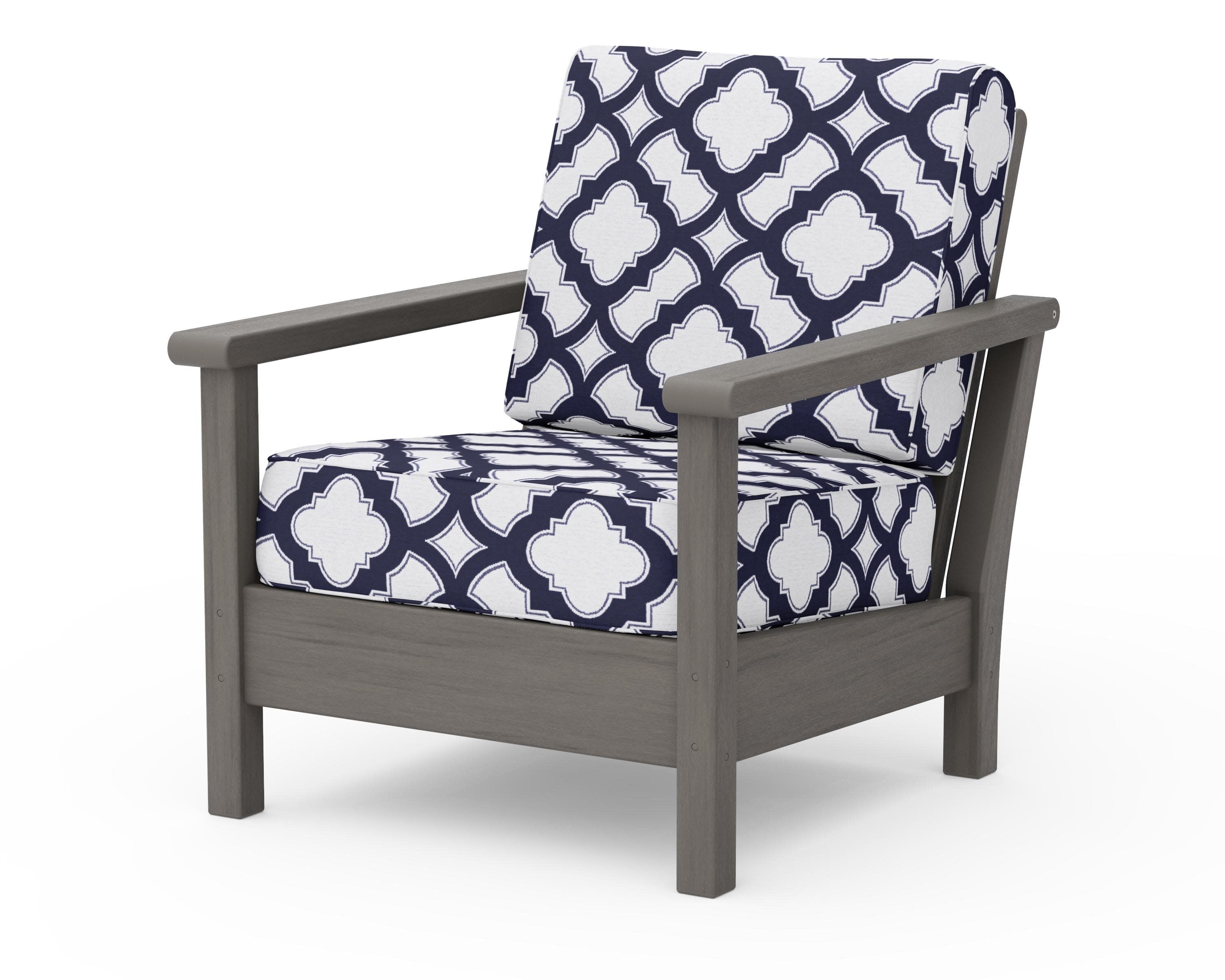 Harbour Deep Seating Chair in Driftwood / Trellis Navy