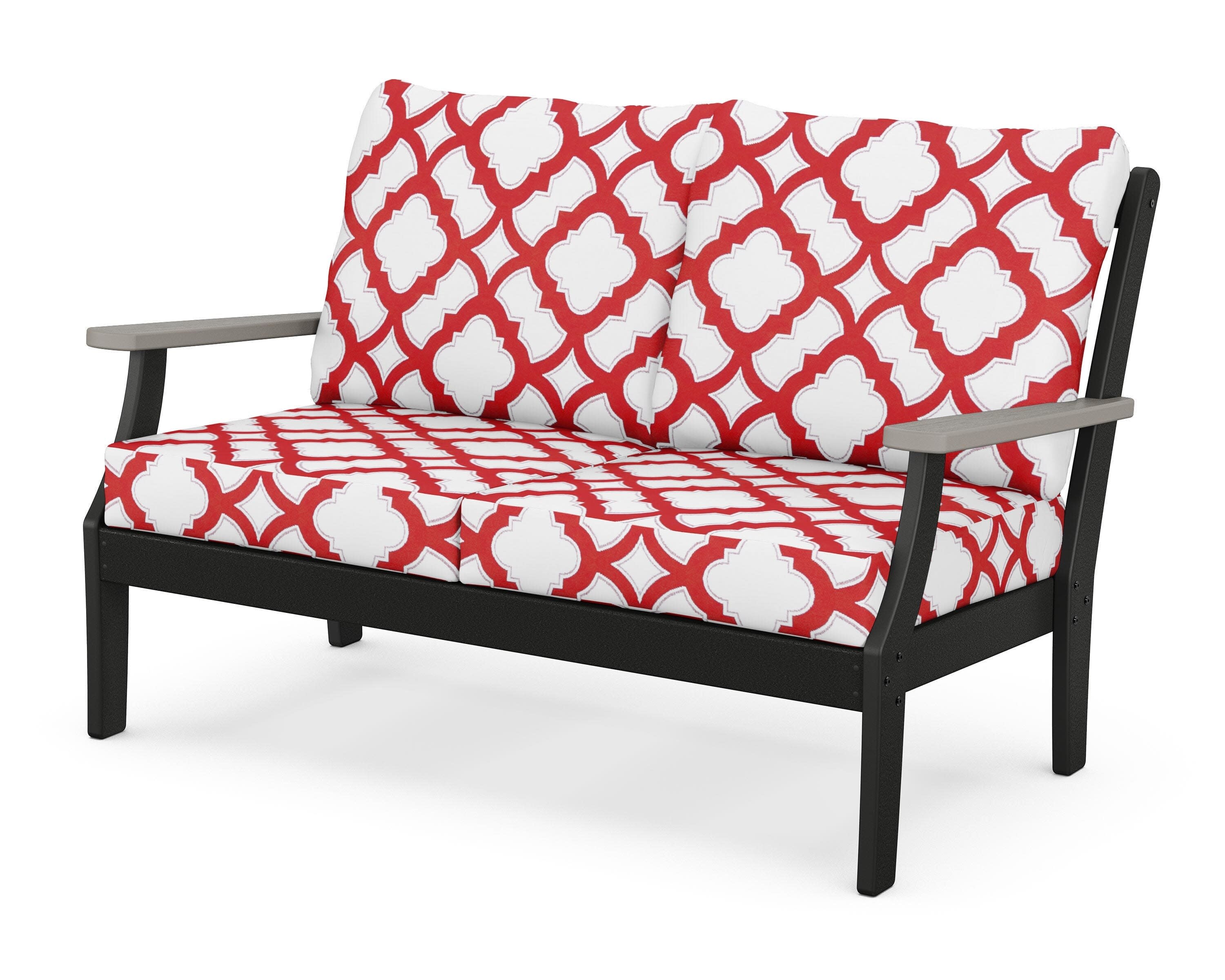 Braxton Deep Seating Loveseat in Black / Driftwood / Trellis Crimson