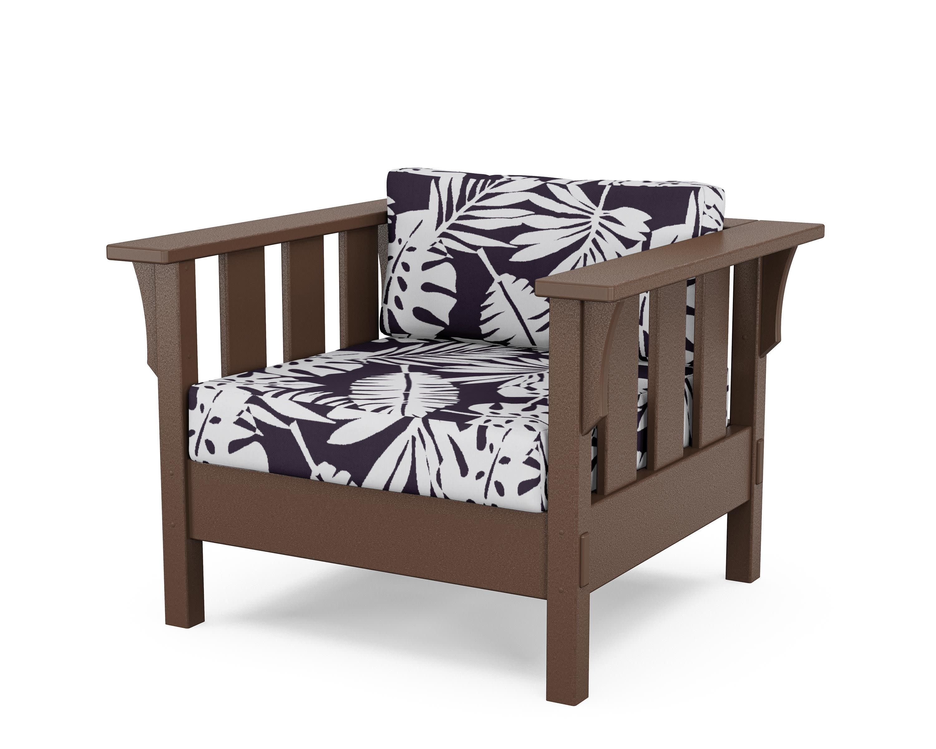 Acadia Deep Seating Chair in Mahogany / Leaf Navy