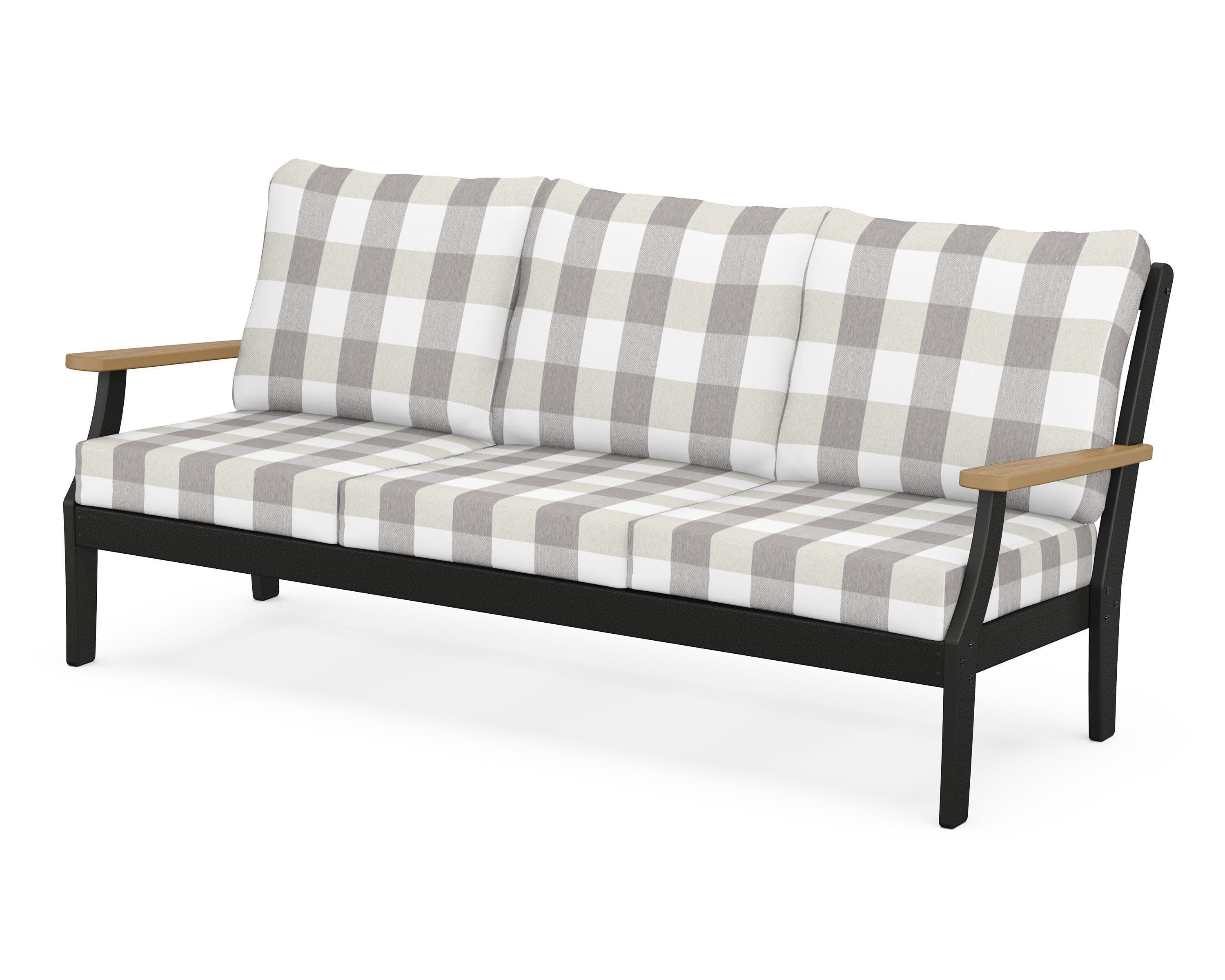 Braxton Deep Seating Sofa in Black / Natural / Buffalo Plaid Grey Mist