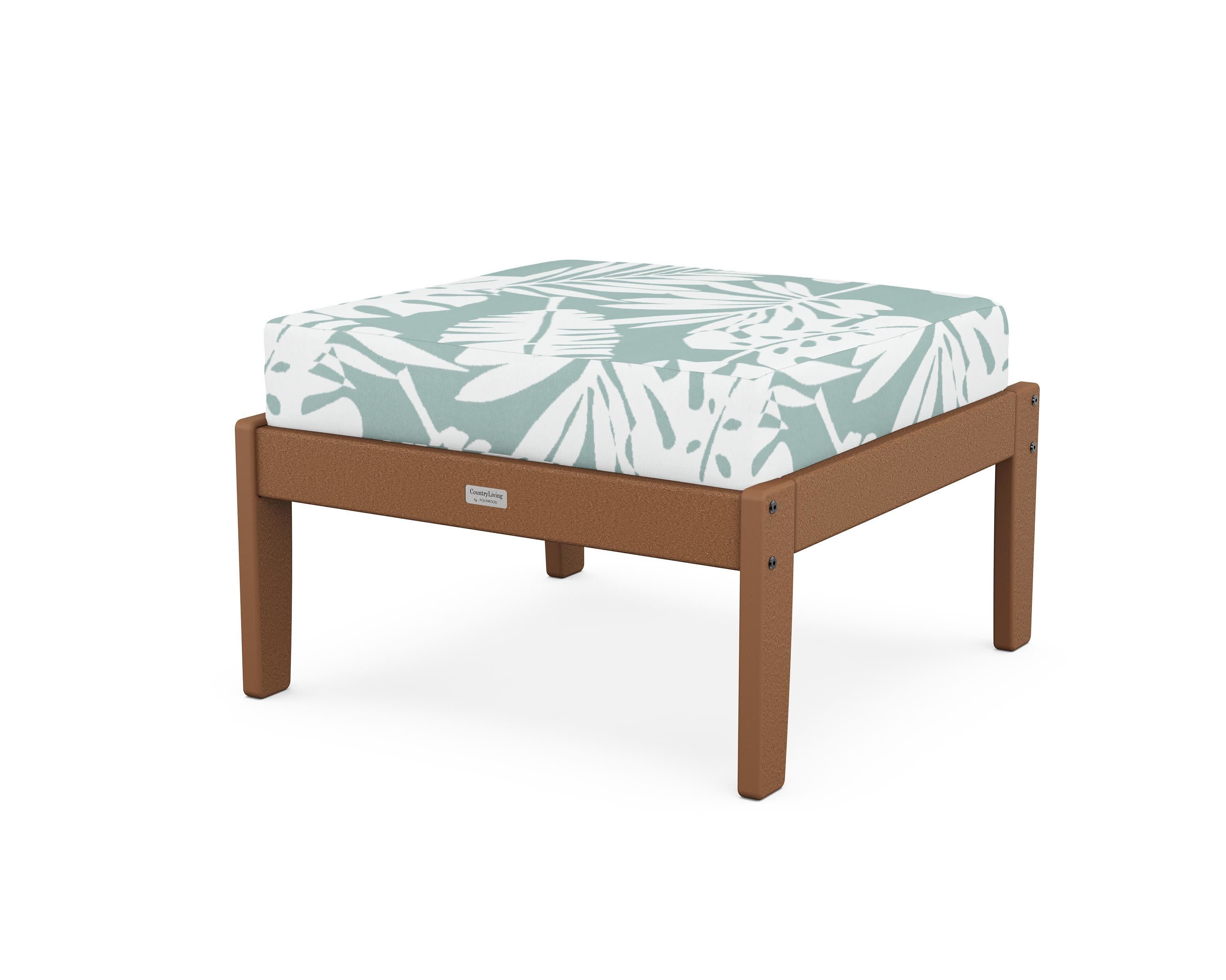 Cottage Deep Seating Ottoman in Teak / Leaf Glacier Spa