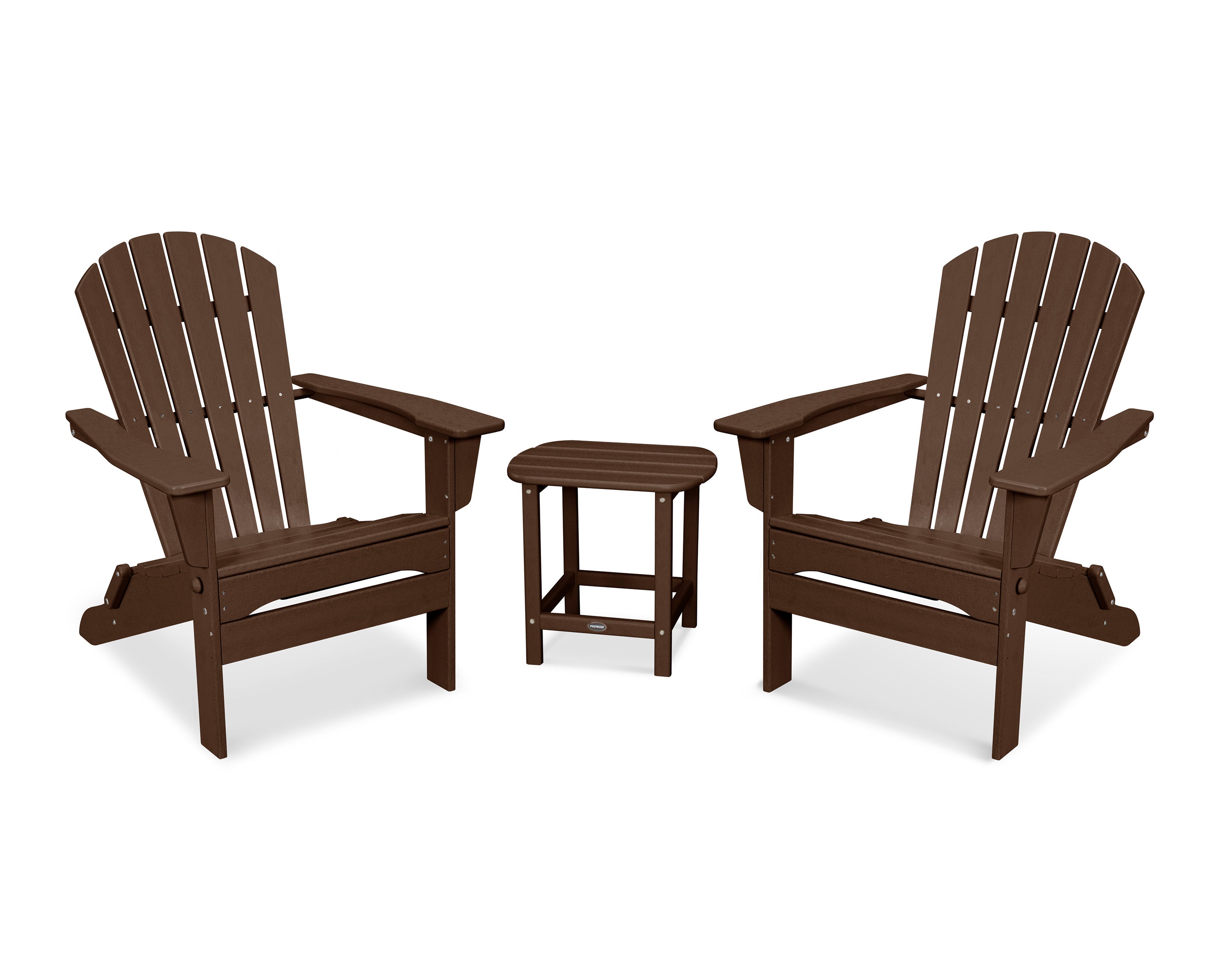 South Beach 3-Piece Folding Adirondack Set in Mahogany