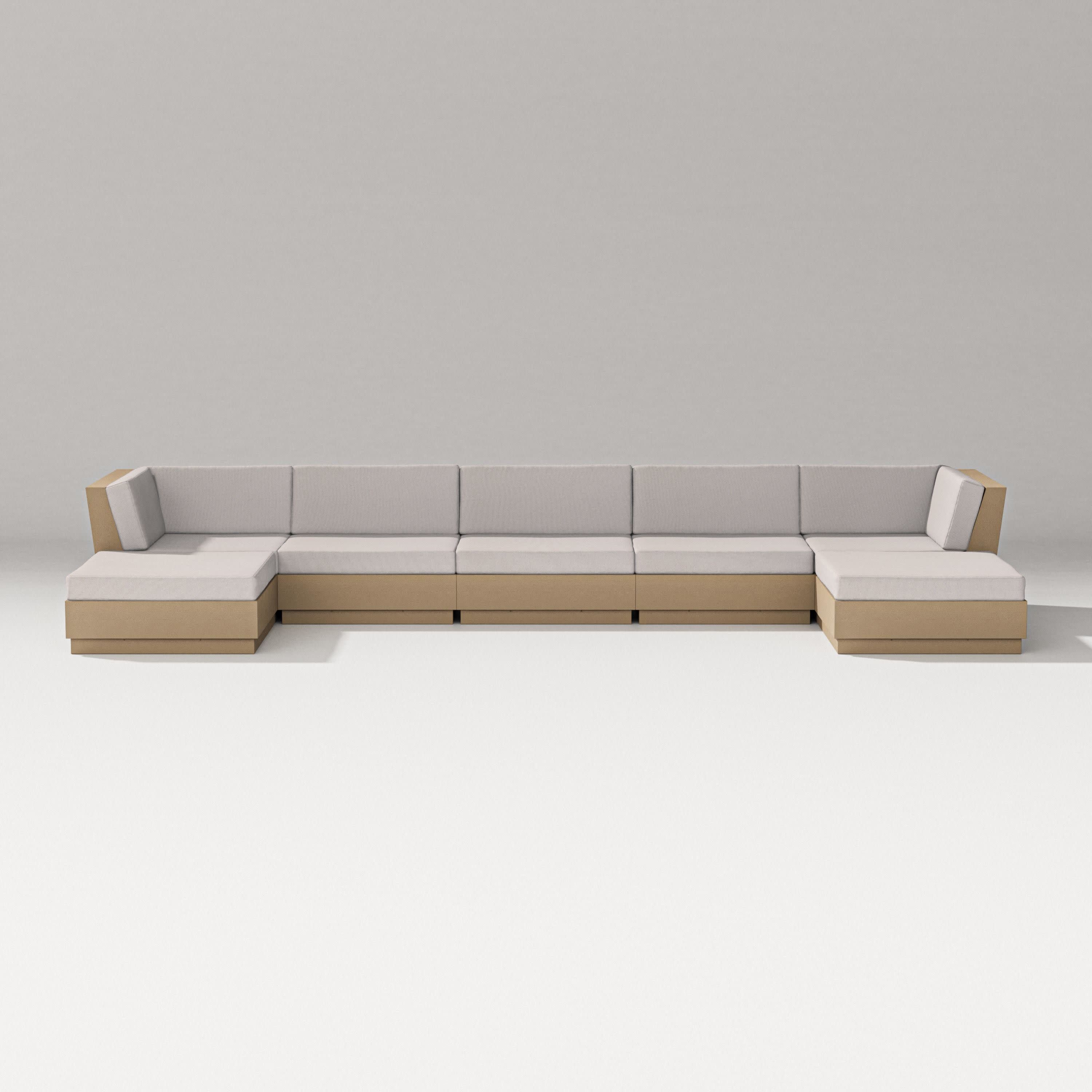 Elevate 7-Piece Double Chaise Sectional in Vintage Sahara / Dune Burlap