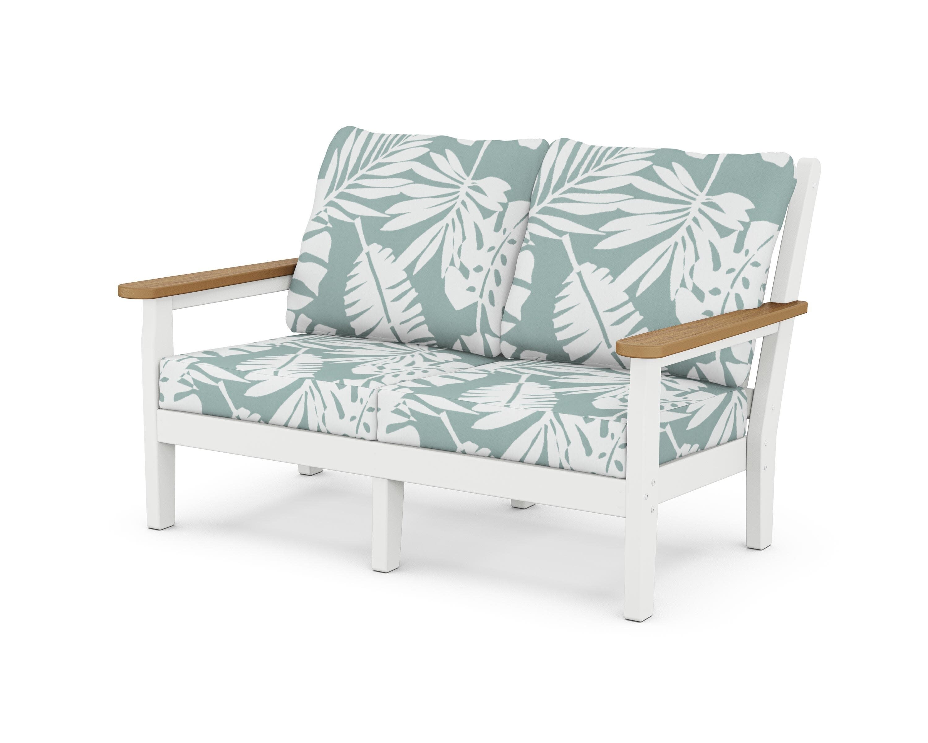 Chippendale Deep Seating Loveseat in White / Natural / Leaf Glacier Spa