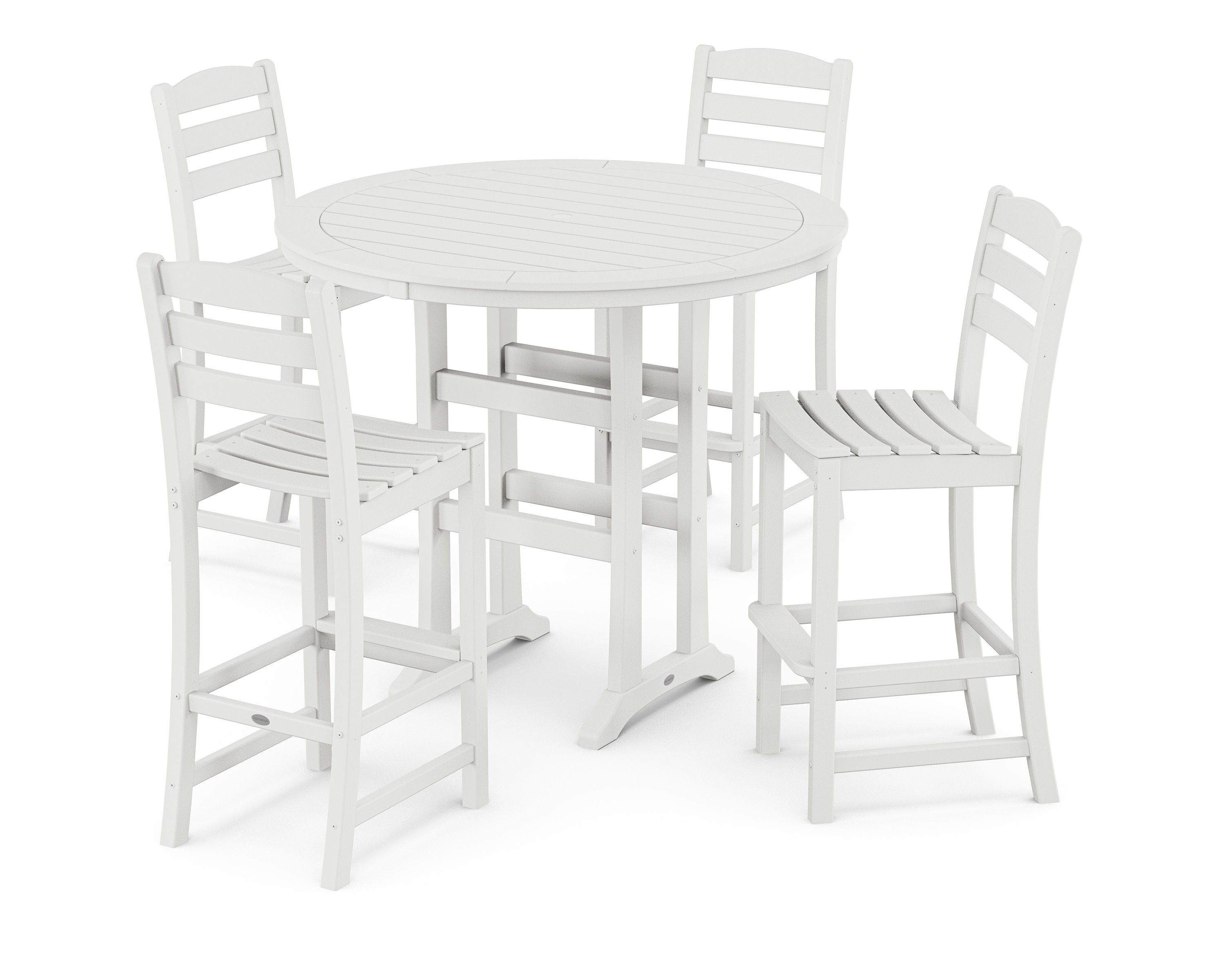 La Casa Caf 5-Piece Side Chair Bar Dining Set in White
