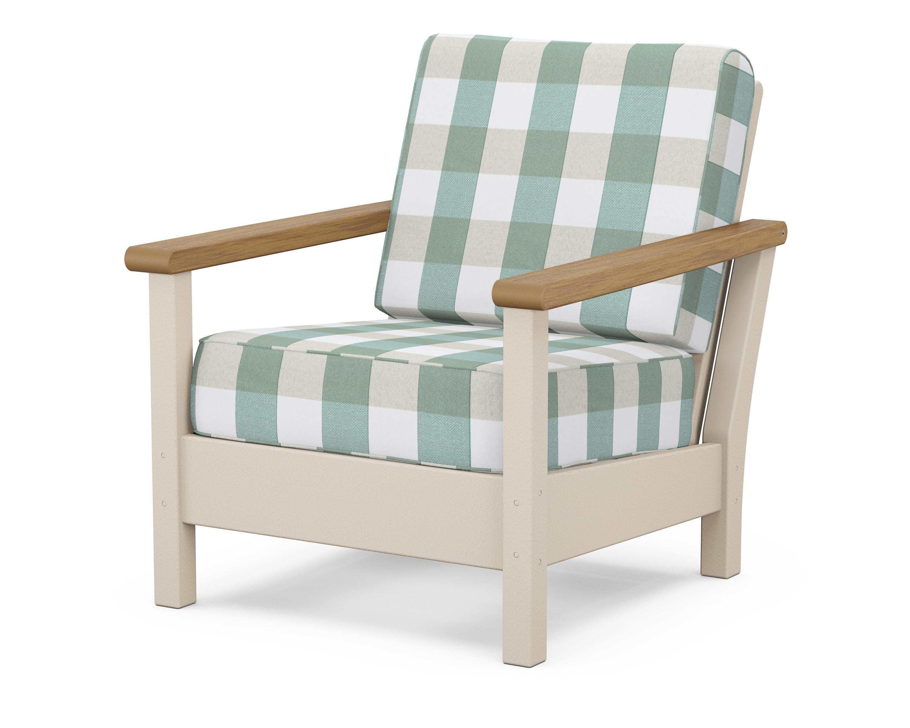 Harbour Deep Seating Chair in Sand / Natural / Buffalo Plaid Glacier Spa