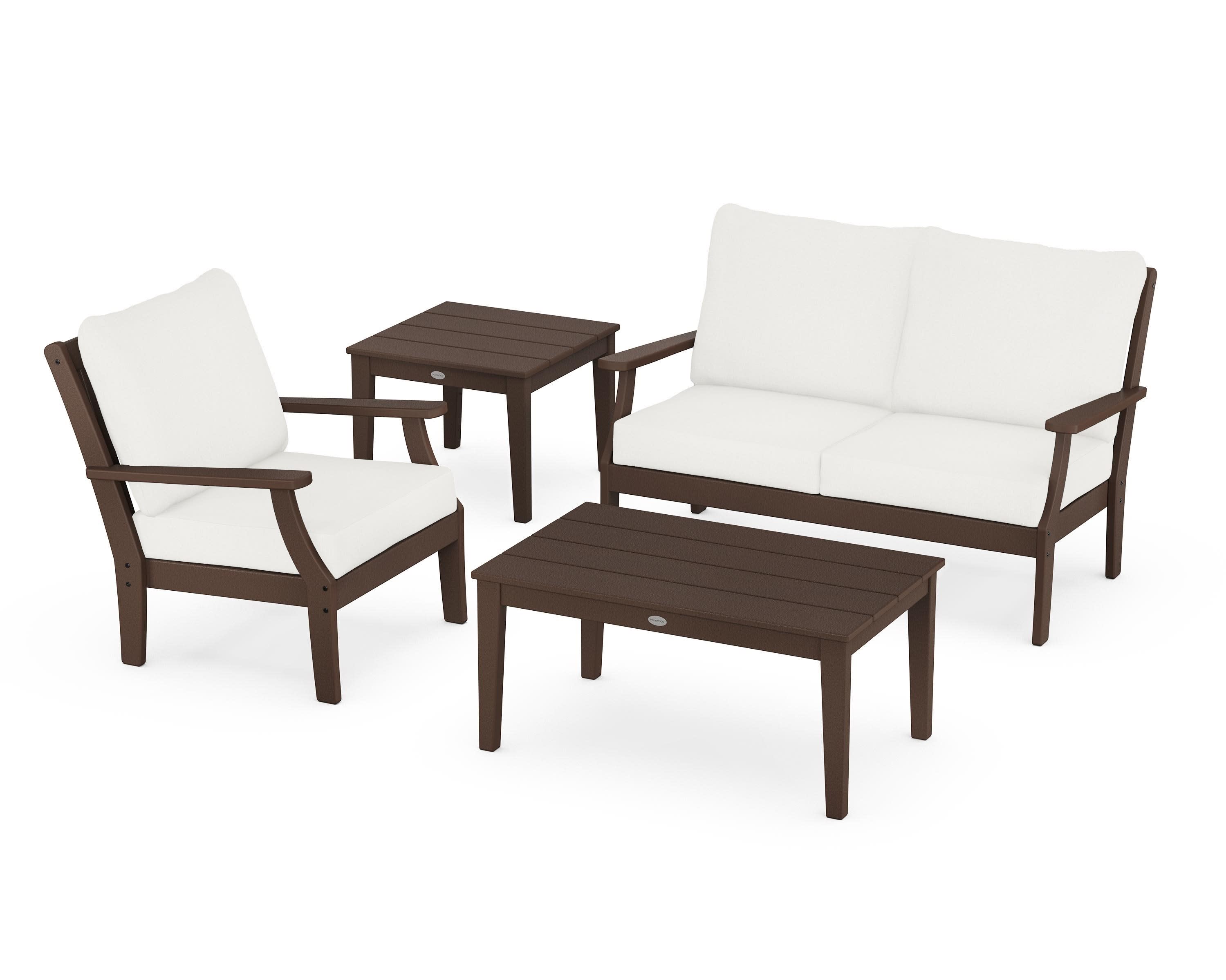 Braxton 4-Piece Deep Seating Set in Mahogany / Natural Linen
